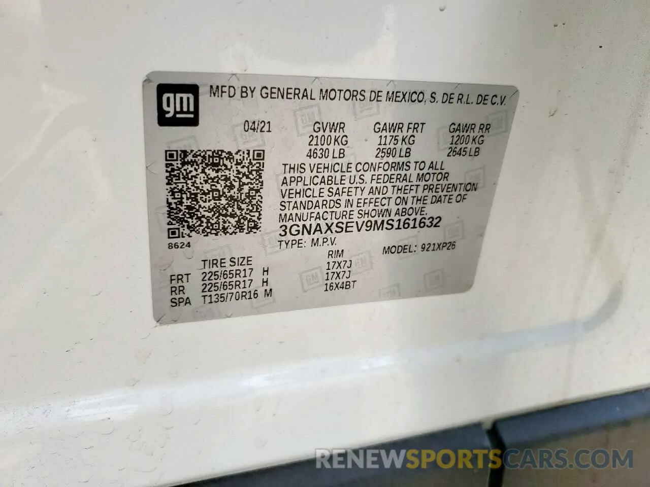 13 fotografías del automóvil dañado 3GNAXSEV9MS161632 CHEVROLET EQUINOX 2021