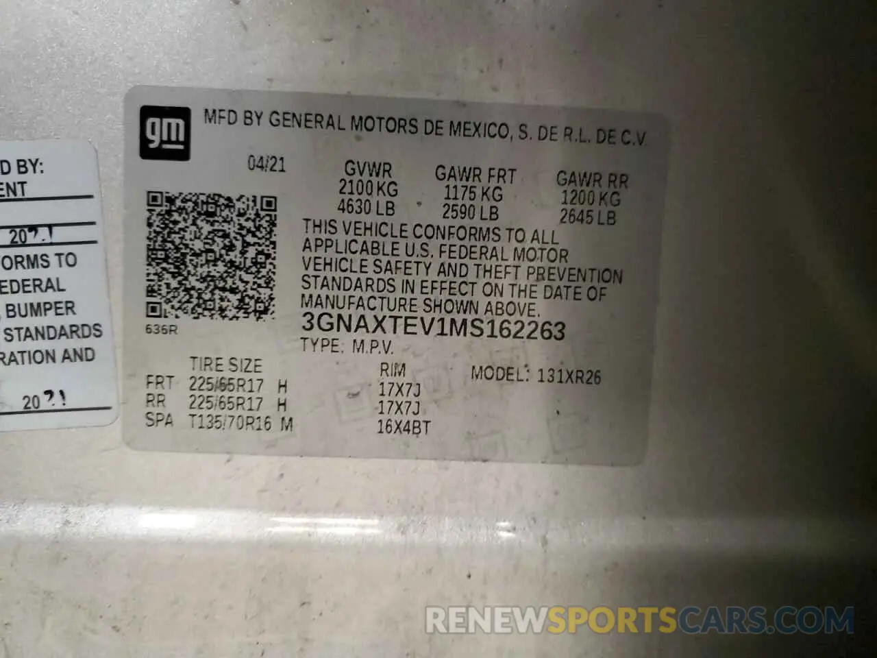 13 fotografías del automóvil dañado 3GNAXTEV1MS162263 CHEVROLET EQUINOX 2021