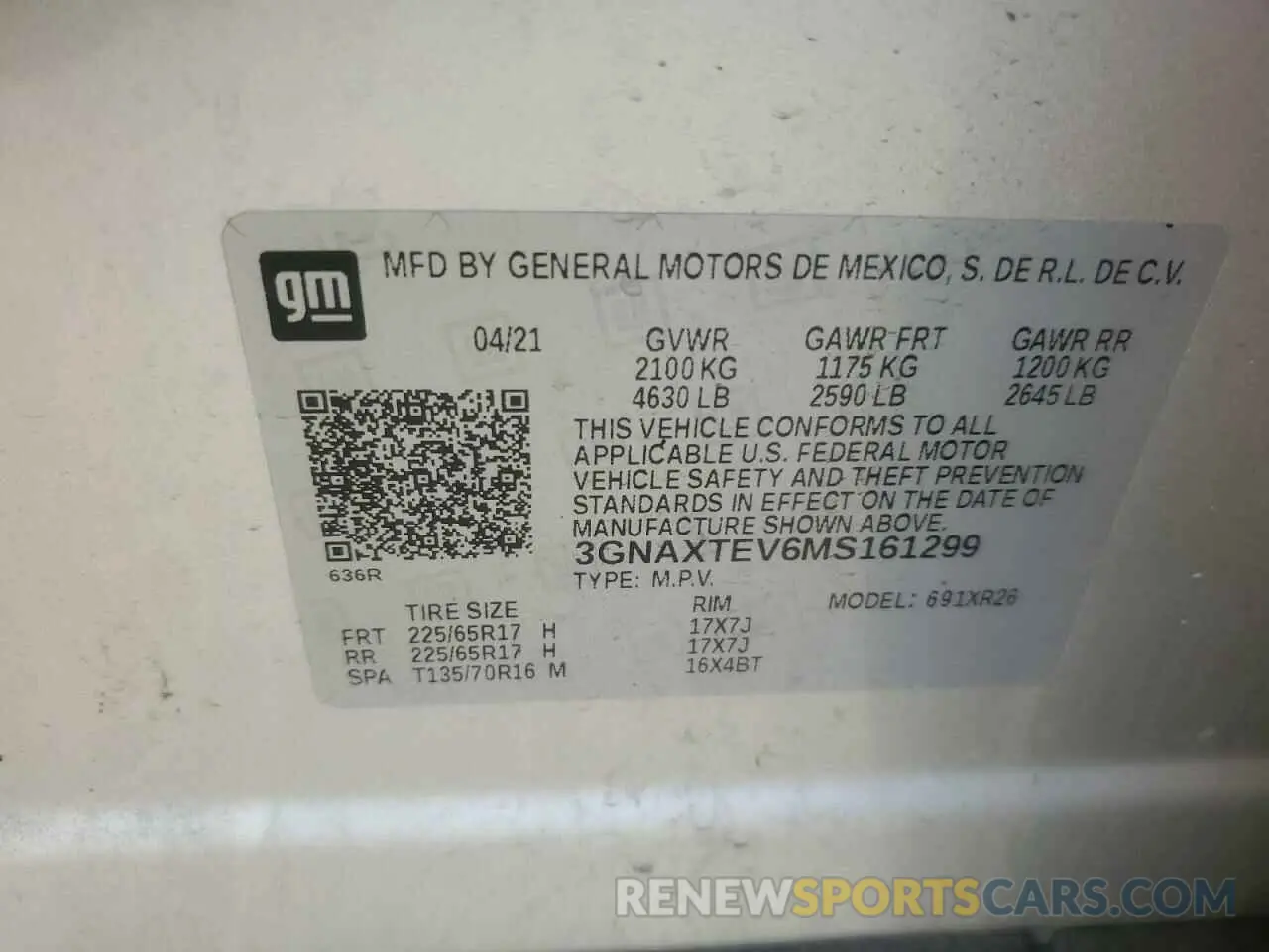 13 fotografías del automóvil dañado 3GNAXTEV6MS161299 CHEVROLET EQUINOX 2021