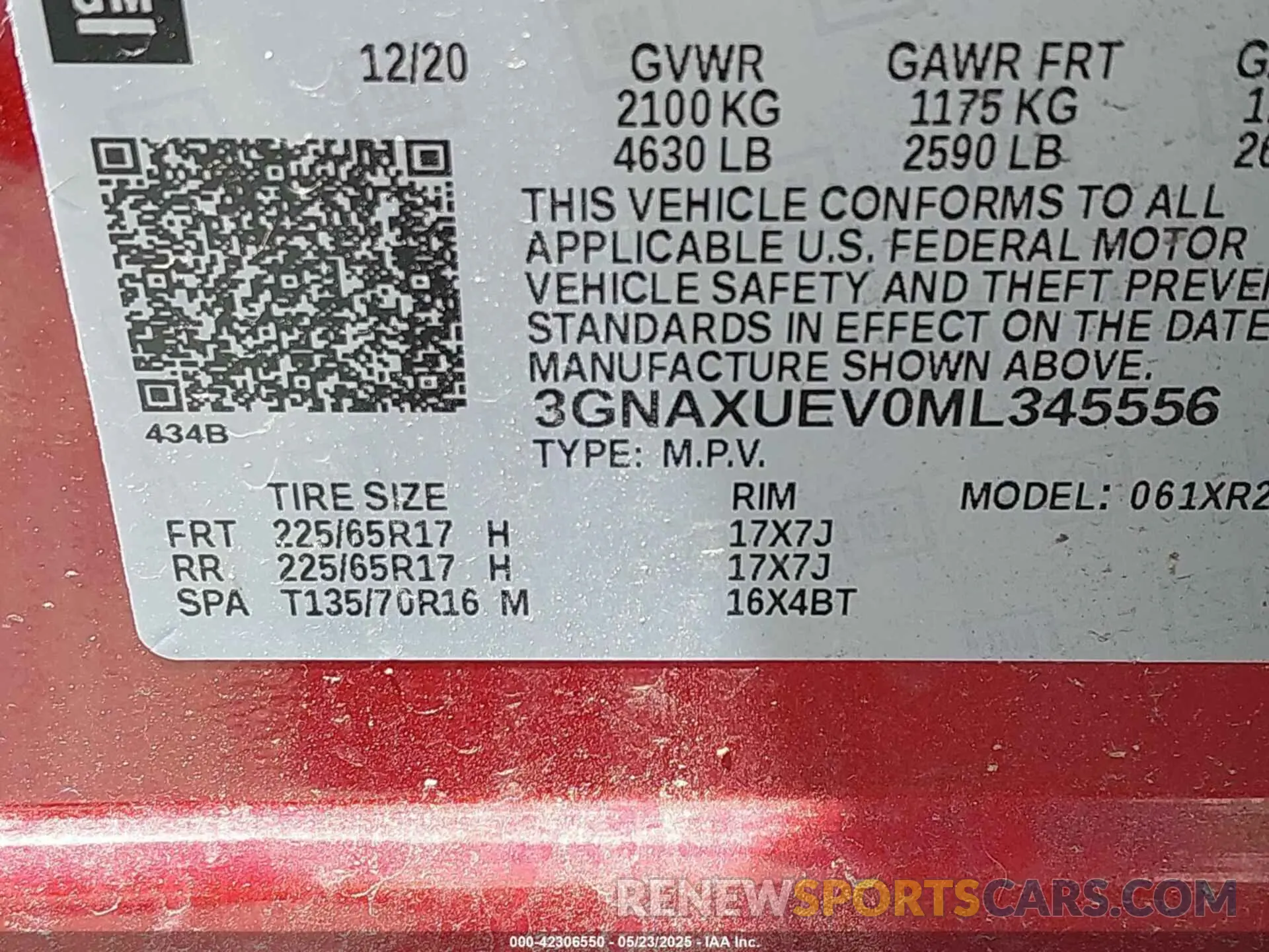 9 fotografías del automóvil dañado 3GNAXUEV0ML345556 CHEVROLET EQUINOX 2021