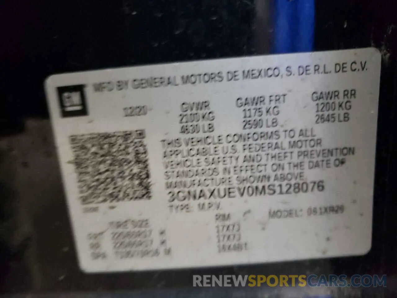 12 fotografías del automóvil dañado 3GNAXUEV0MS128076 CHEVROLET EQUINOX 2021