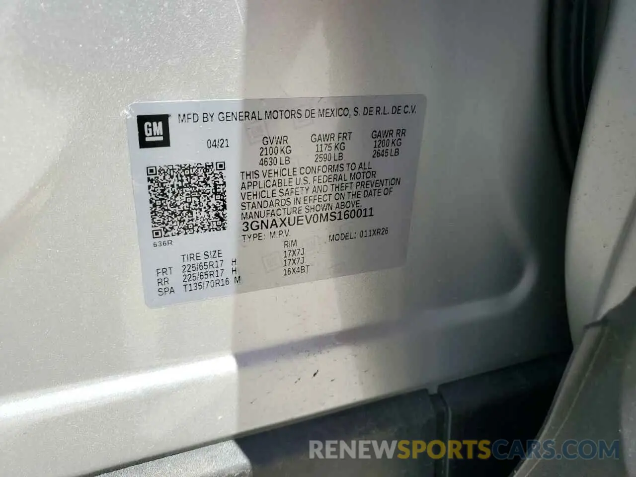 13 fotografías del automóvil dañado 3GNAXUEV0MS160011 CHEVROLET EQUINOX 2021