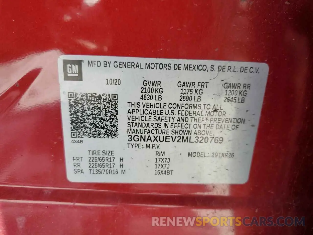 13 fotografías del automóvil dañado 3GNAXUEV2ML320769 CHEVROLET EQUINOX 2021