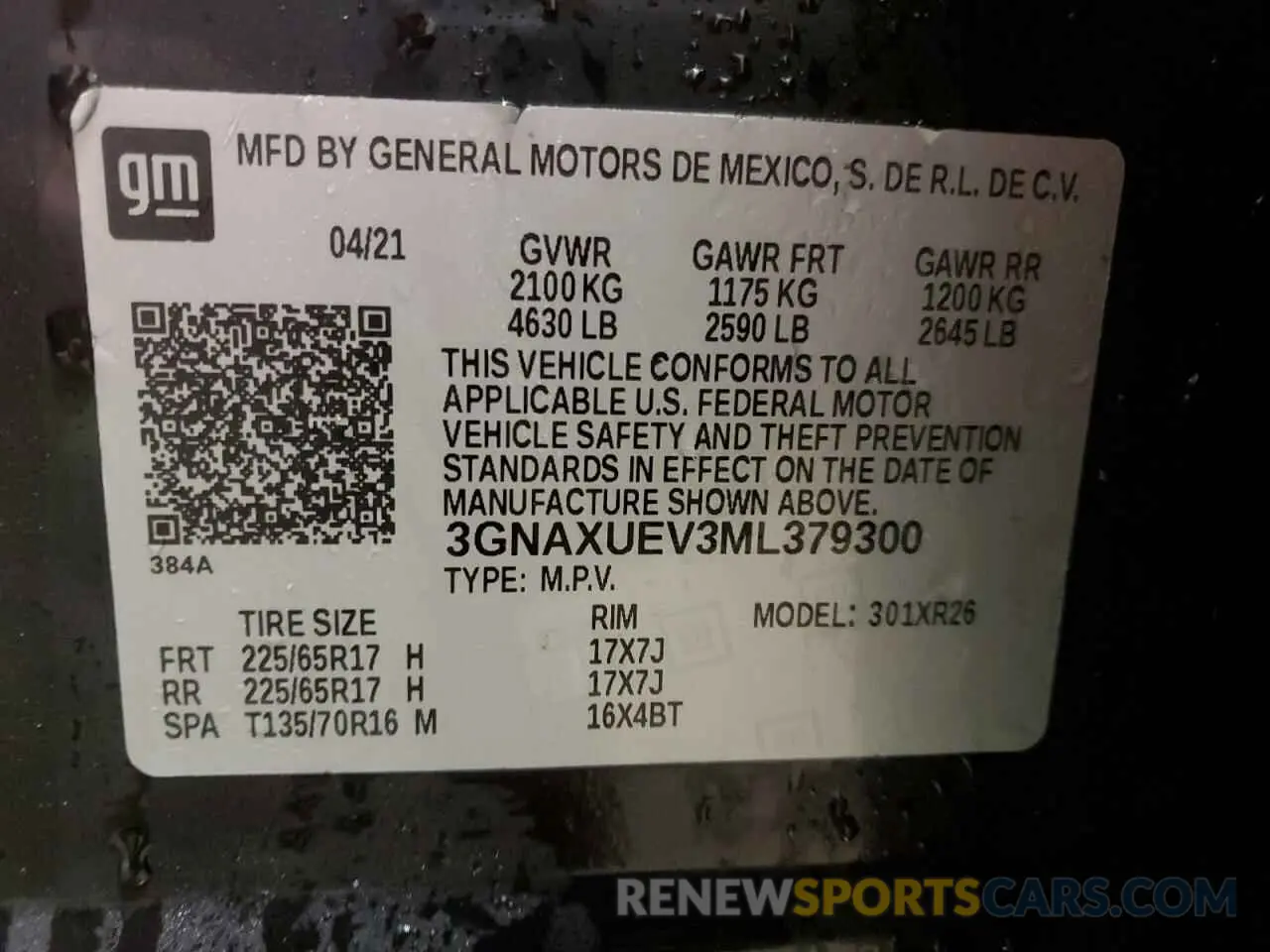 13 fotografías del automóvil dañado 3GNAXUEV3ML379300 CHEVROLET EQUINOX 2021