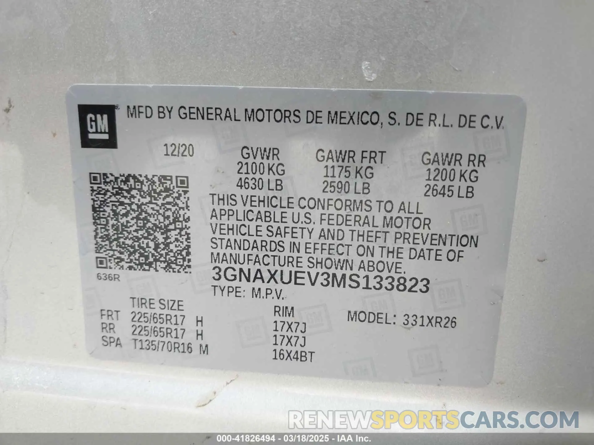 9 fotografías del automóvil dañado 3GNAXUEV3MS133823 CHEVROLET EQUINOX 2021