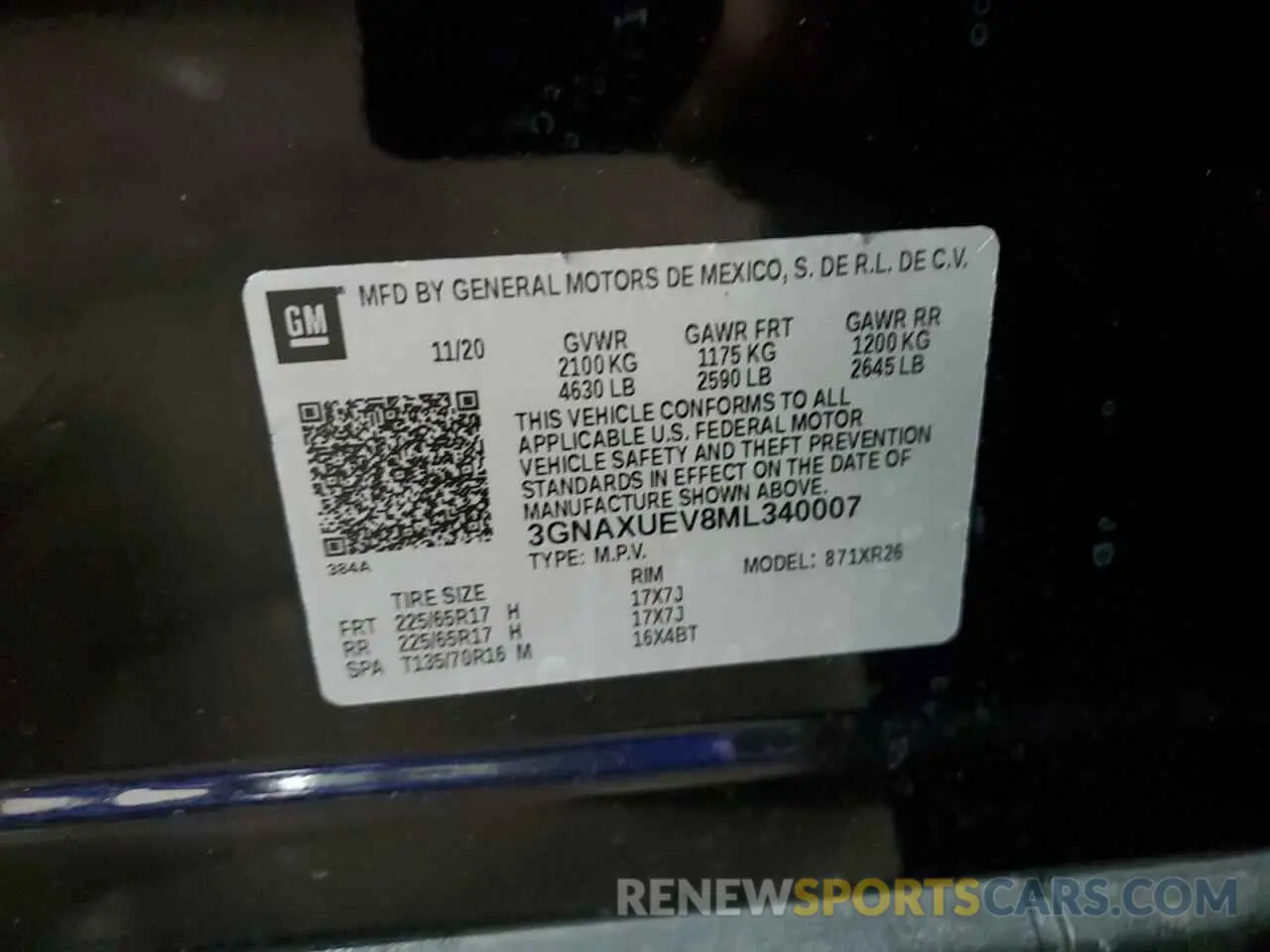 13 fotografías del automóvil dañado 3GNAXUEV8ML340007 CHEVROLET EQUINOX 2021