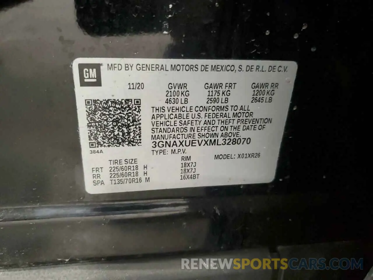 13 fotografías del automóvil dañado 3GNAXUEVXML328070 CHEVROLET EQUINOX 2021