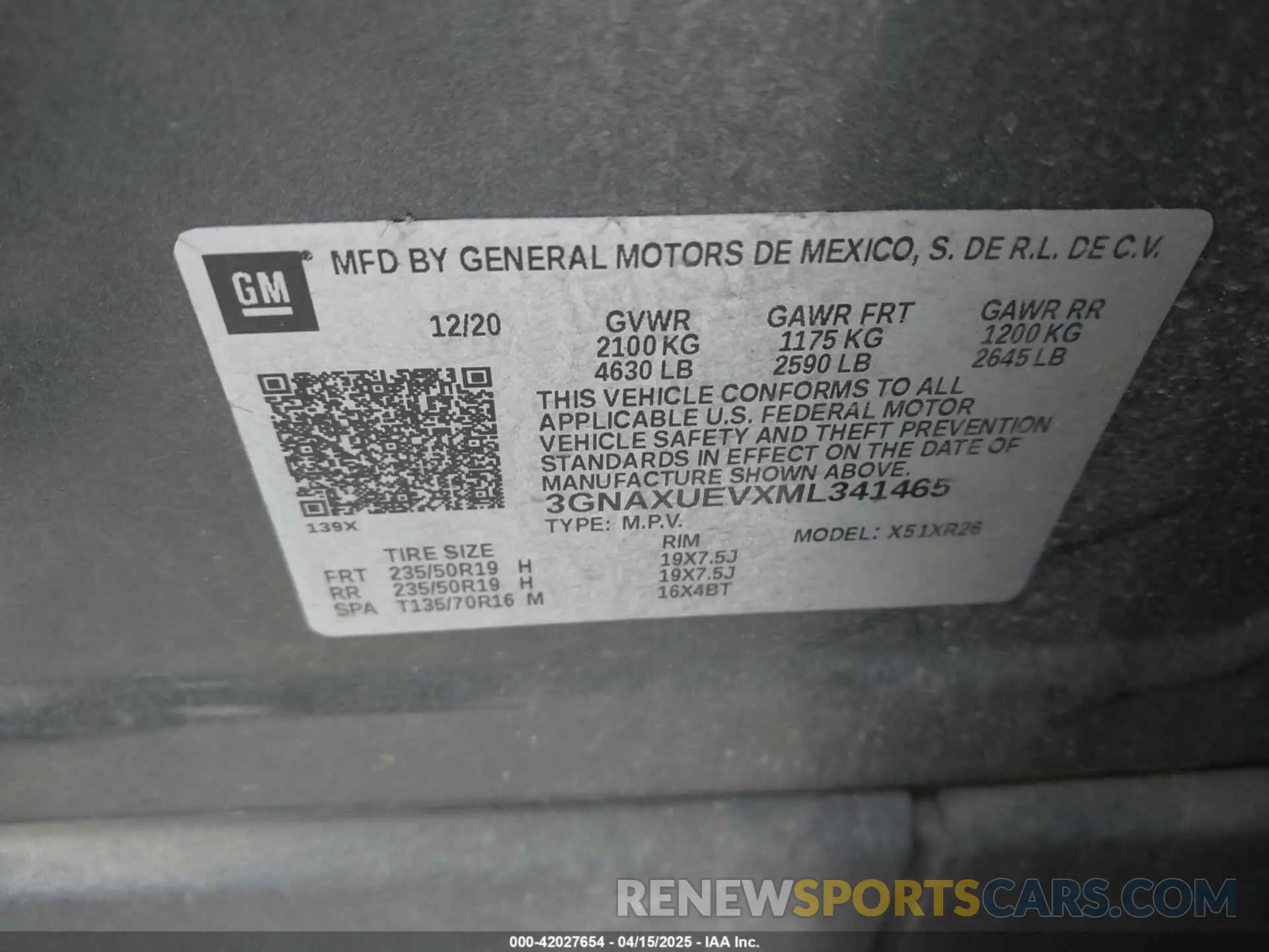 9 fotografías del automóvil dañado 3GNAXUEVXML341465 CHEVROLET EQUINOX 2021