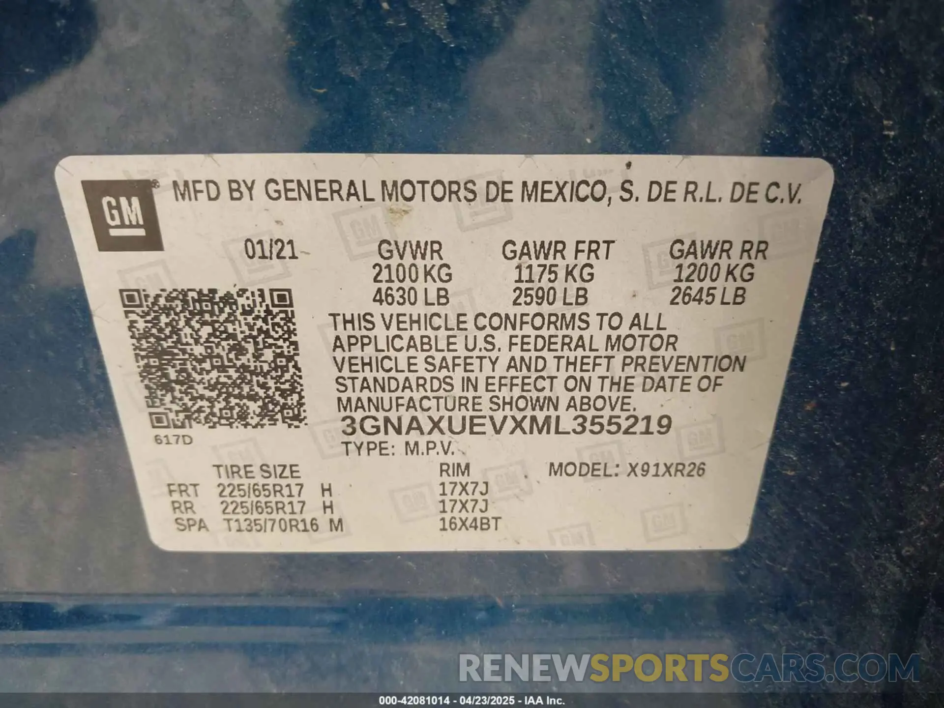 9 fotografías del automóvil dañado 3GNAXUEVXML355219 CHEVROLET EQUINOX 2021