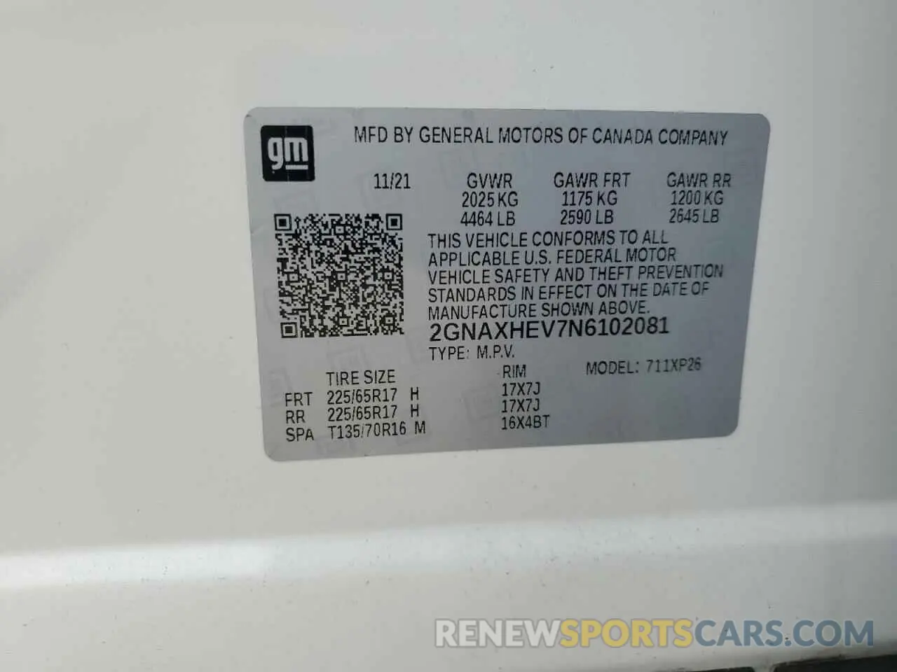 14 fotografías del automóvil dañado 2GNAXHEV7N6102081 CHEVROLET EQUINOX 2022