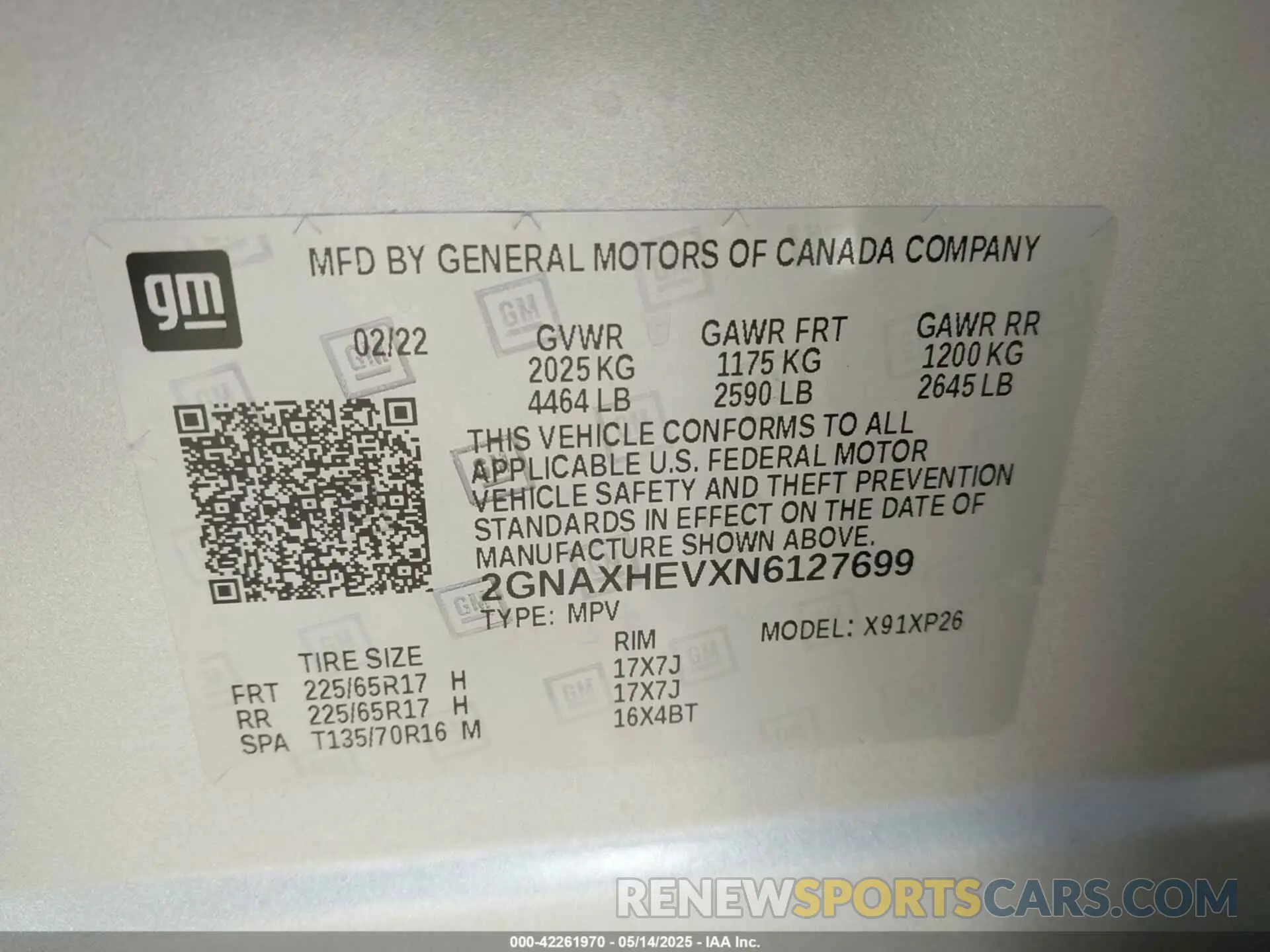 9 fotografías del automóvil dañado 2GNAXHEVXN6127699 CHEVROLET EQUINOX 2022