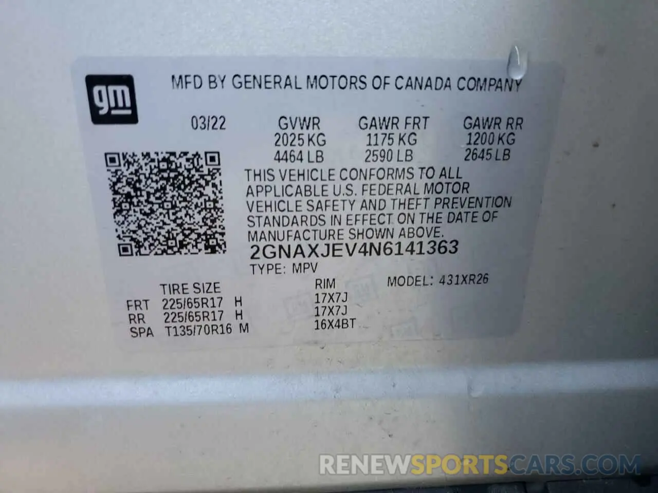 13 fotografías del automóvil dañado 2GNAXJEV4N6141363 CHEVROLET EQUINOX 2022
