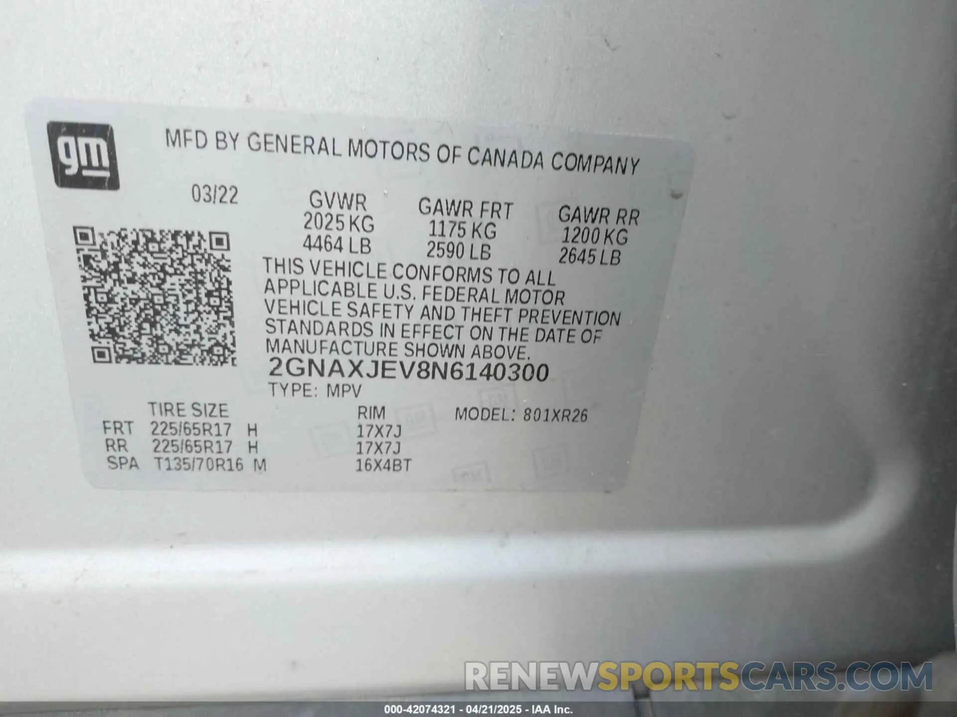 9 fotografías del automóvil dañado 2GNAXJEV8N6140300 CHEVROLET EQUINOX 2022