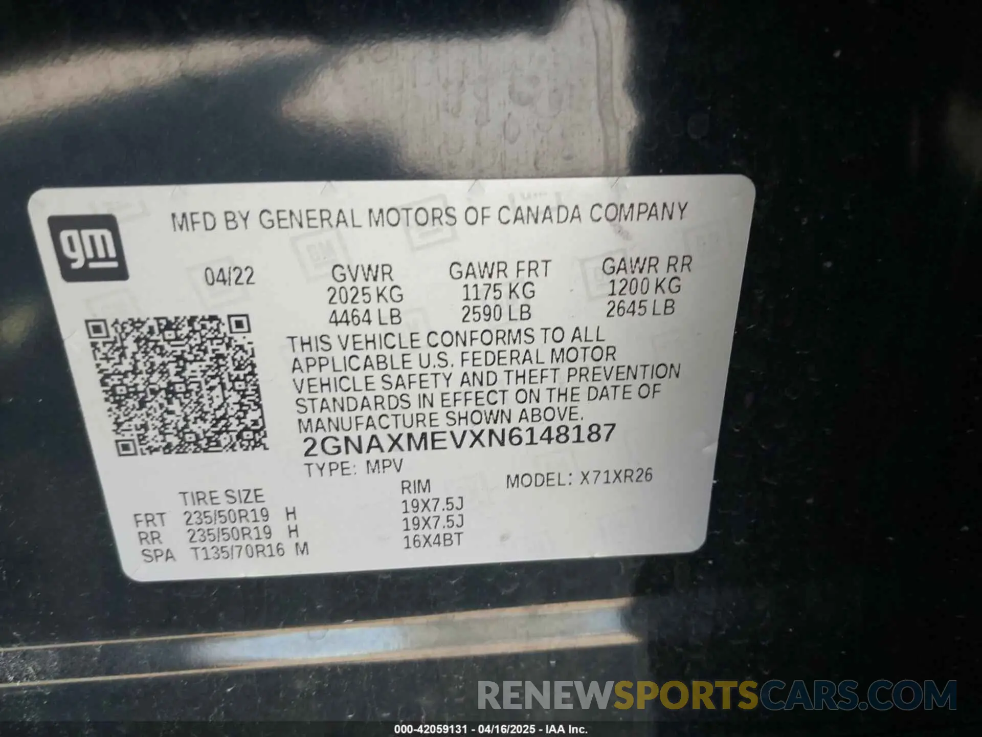 9 fotografías del automóvil dañado 2GNAXMEVXN6148187 CHEVROLET EQUINOX 2022