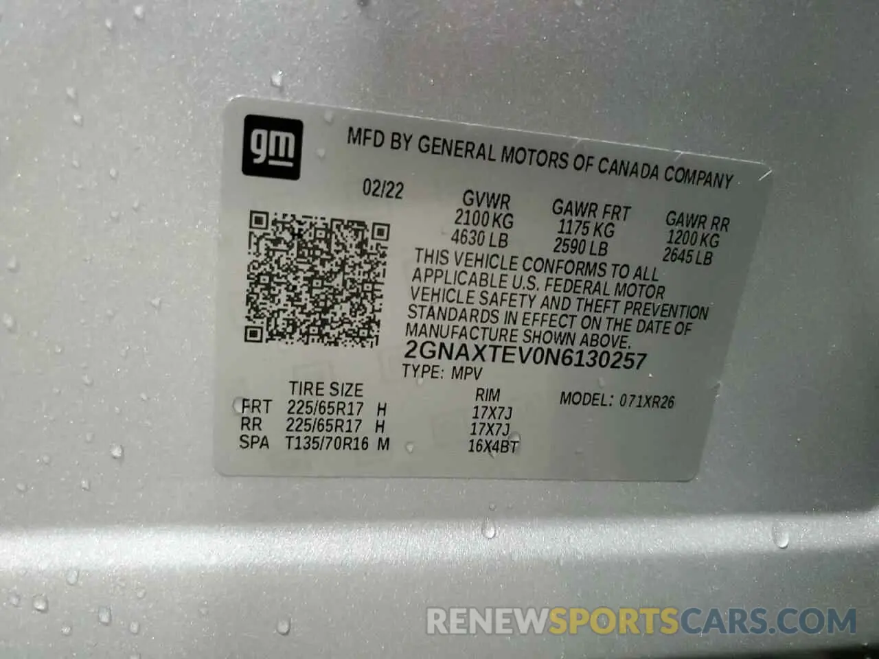 13 fotografías del automóvil dañado 2GNAXTEV0N6130257 CHEVROLET EQUINOX 2022