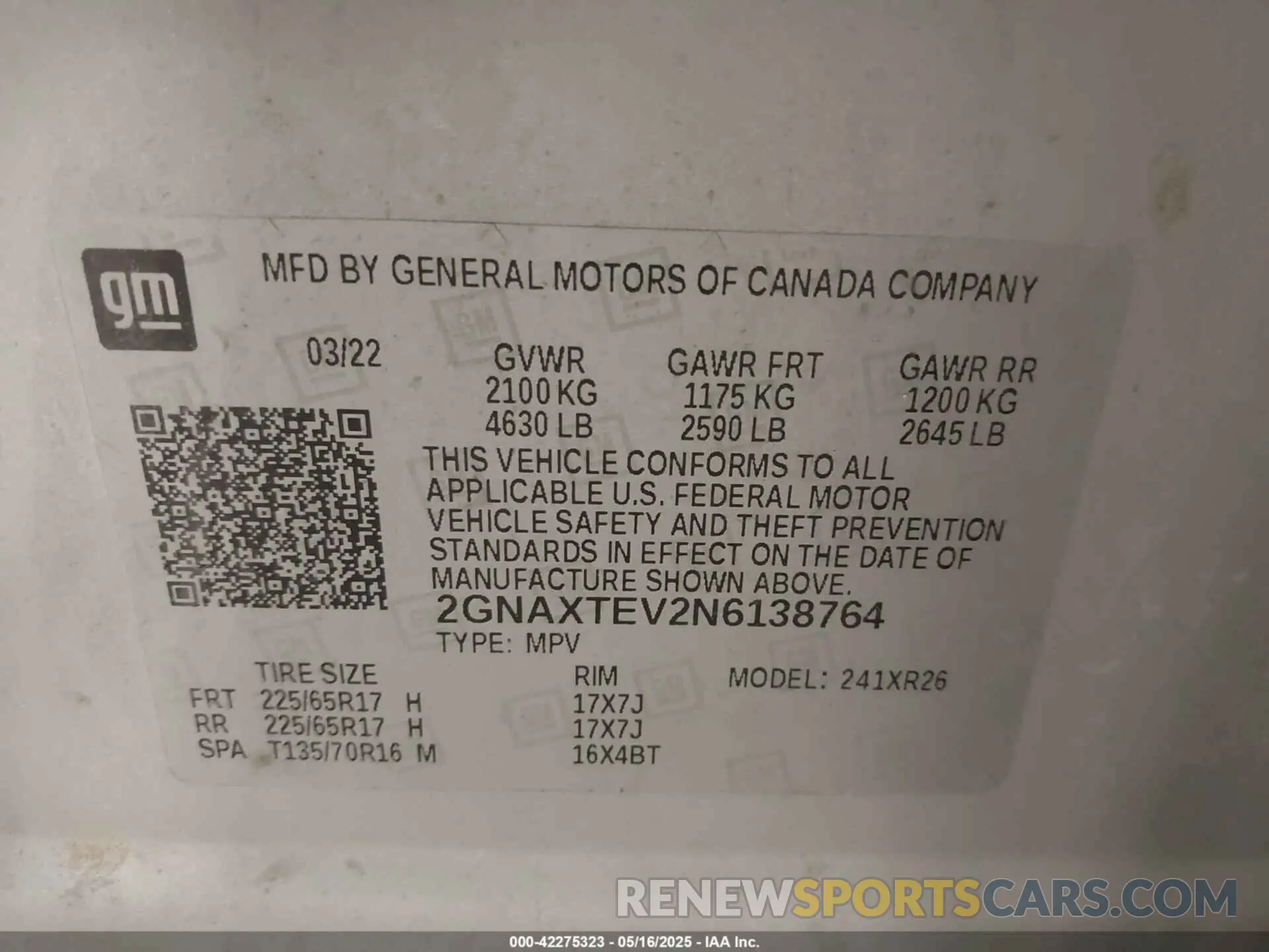 9 fotografías del automóvil dañado 2GNAXTEV2N6138764 CHEVROLET EQUINOX 2022