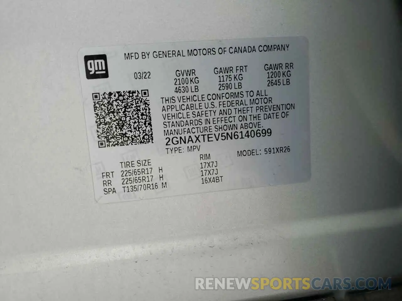 12 fotografías del automóvil dañado 2GNAXTEV5N6140699 CHEVROLET EQUINOX 2022