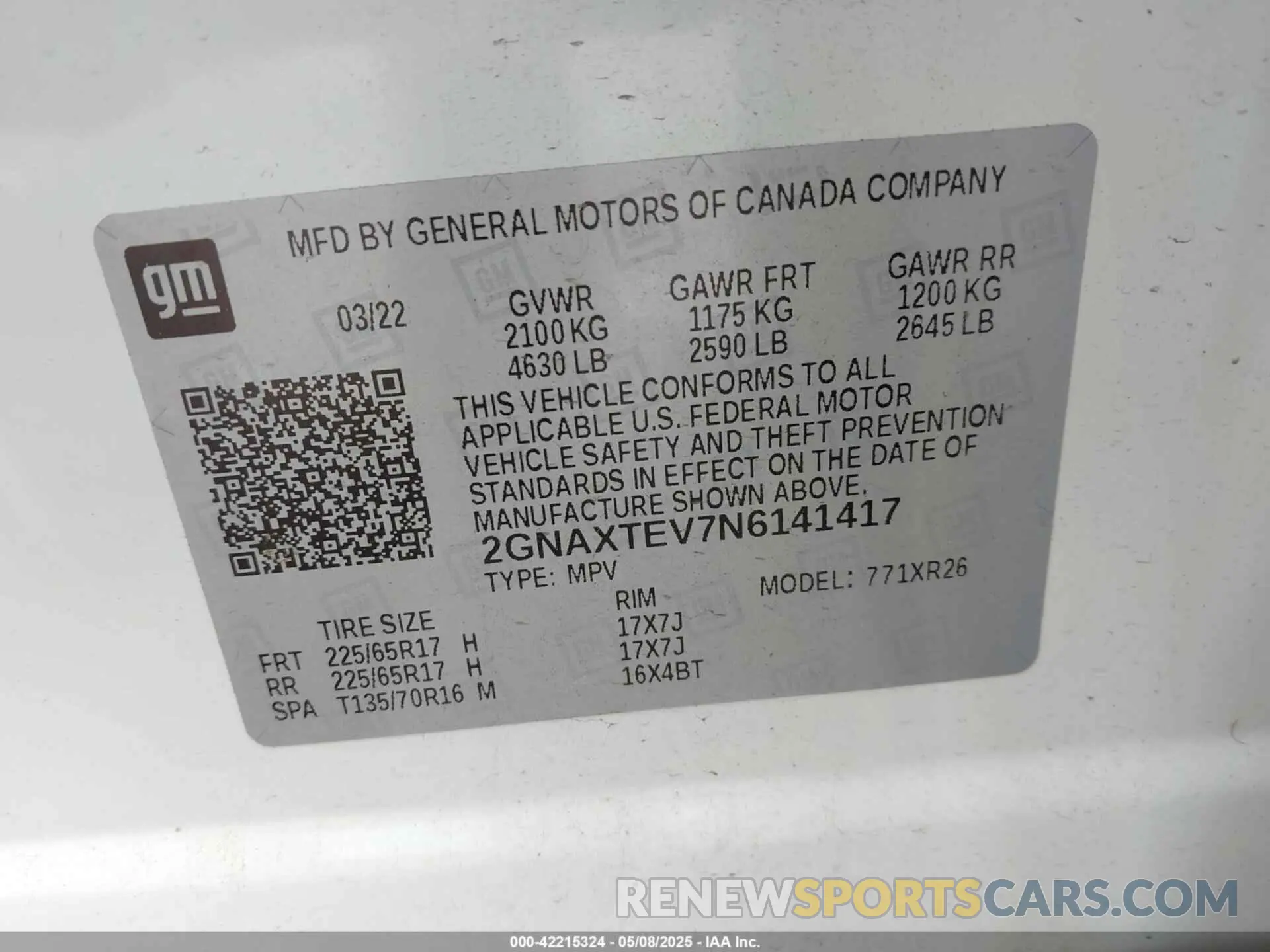 9 fotografías del automóvil dañado 2GNAXTEV7N6141417 CHEVROLET EQUINOX 2022
