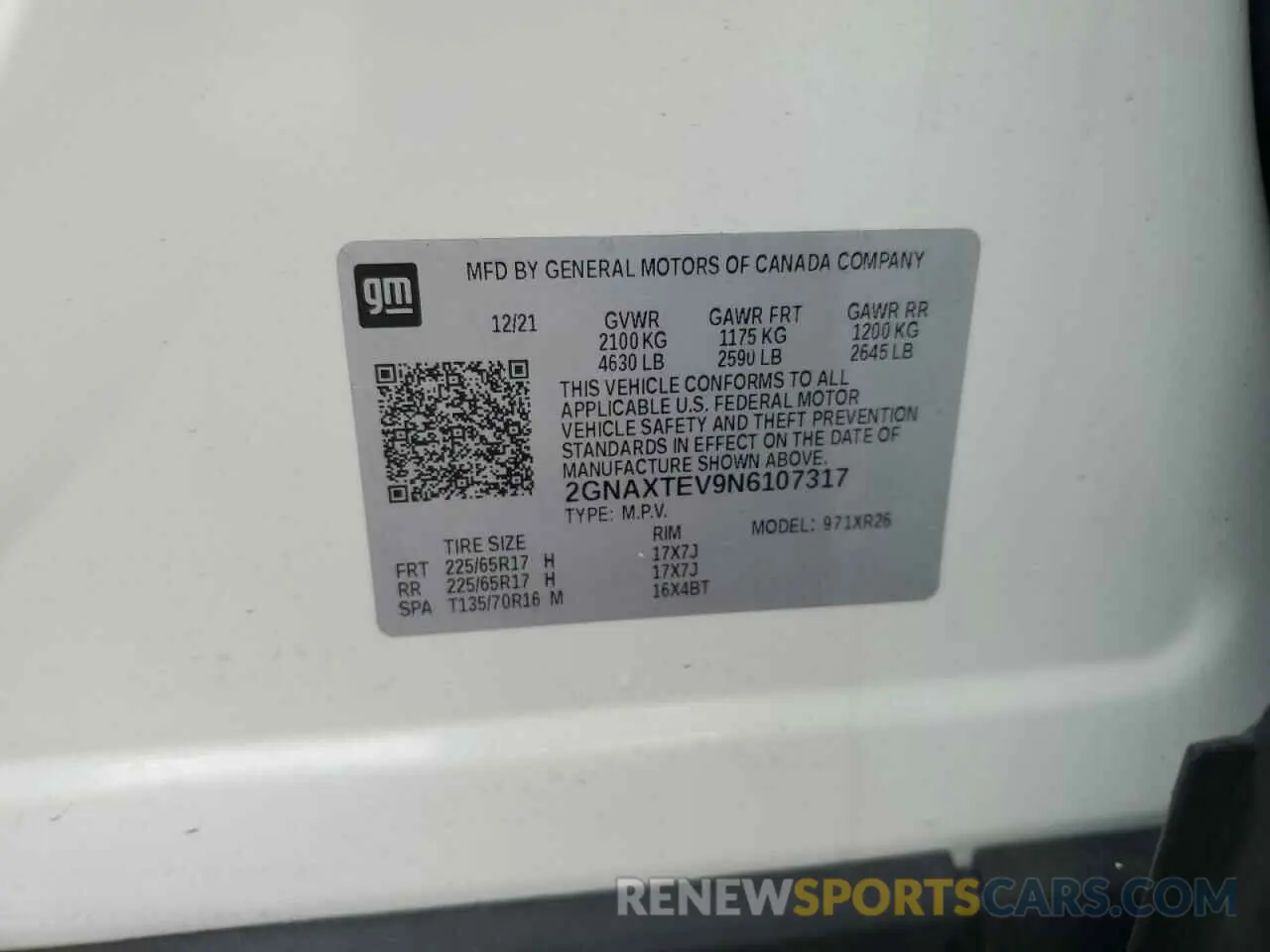 13 fotografías del automóvil dañado 2GNAXTEV9N6107317 CHEVROLET EQUINOX 2022