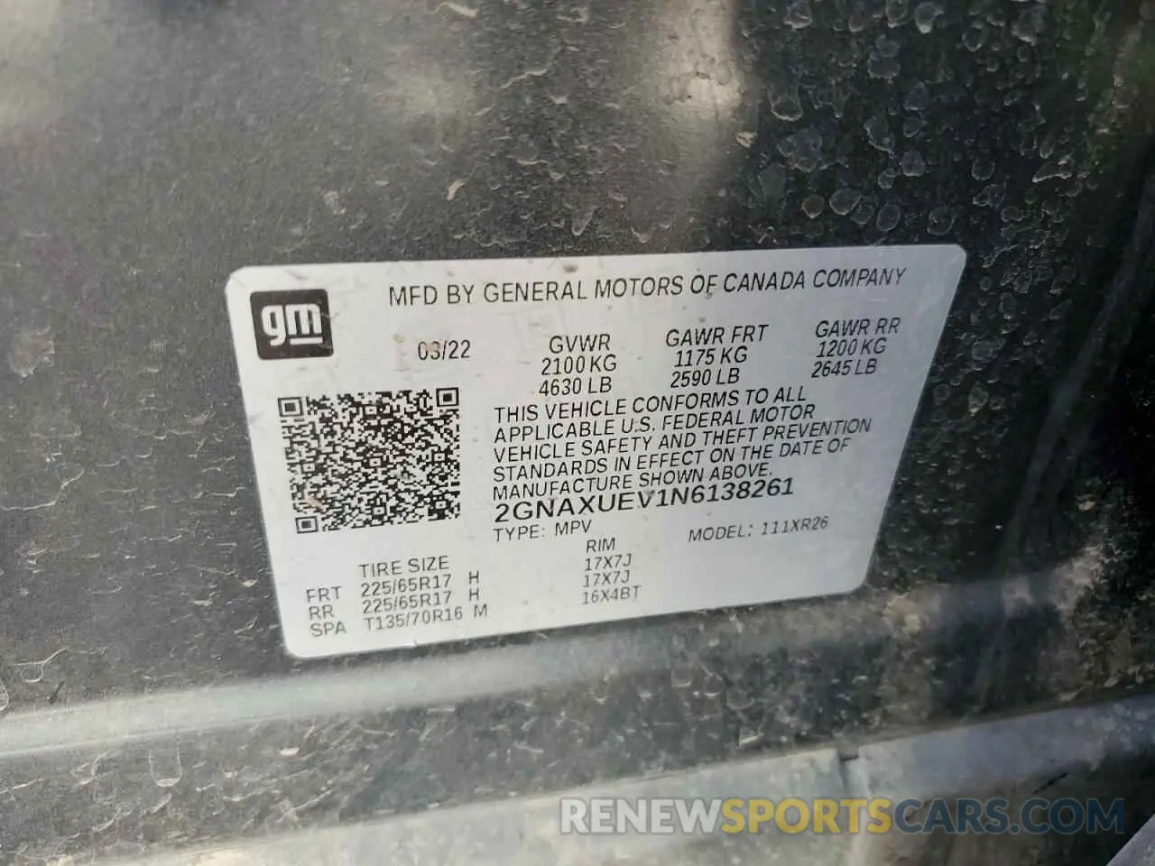 14 fotografías del automóvil dañado 2GNAXUEV1N6138261 CHEVROLET EQUINOX 2022