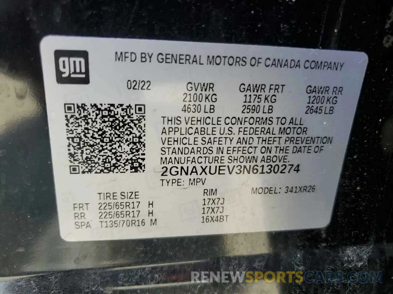 13 fotografías del automóvil dañado 2GNAXUEV3N6130274 CHEVROLET EQUINOX 2022