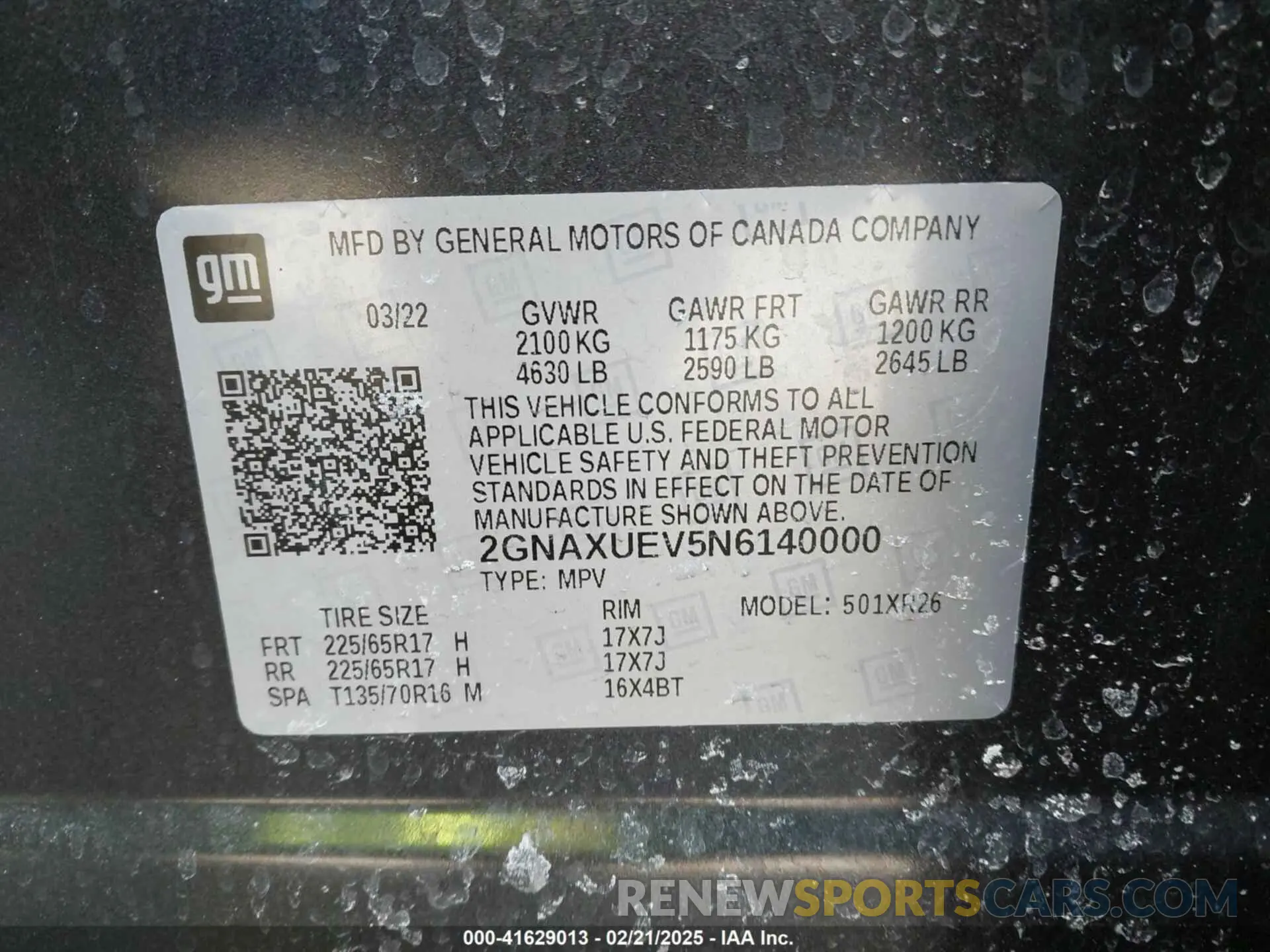 9 fotografías del automóvil dañado 2GNAXUEV5N6140000 CHEVROLET EQUINOX 2022
