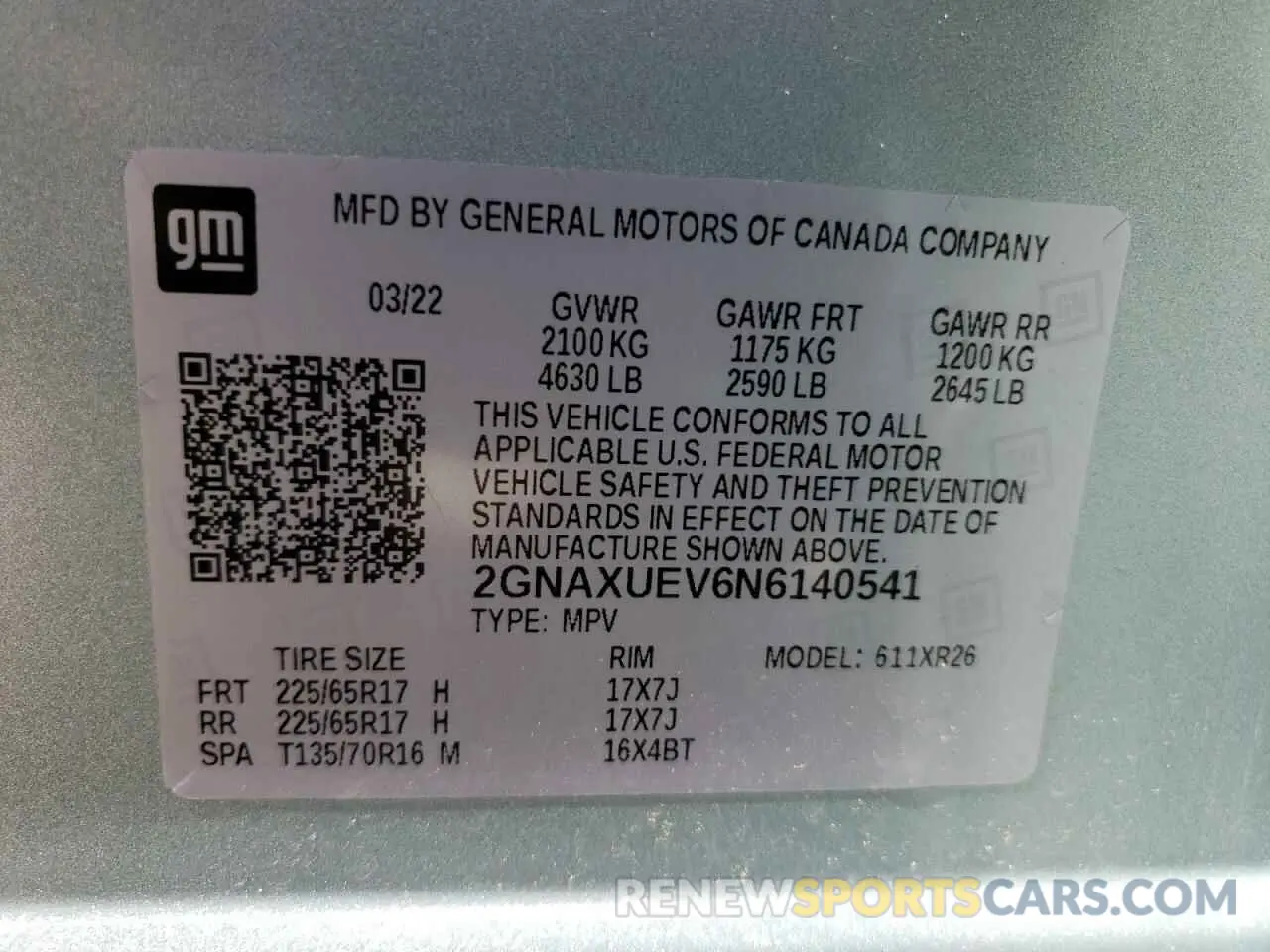 14 fotografías del automóvil dañado 2GNAXUEV6N6140541 CHEVROLET EQUINOX 2022