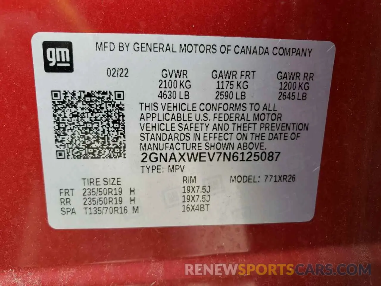 13 fotografías del automóvil dañado 2GNAXWEV7N6125087 CHEVROLET EQUINOX 2022