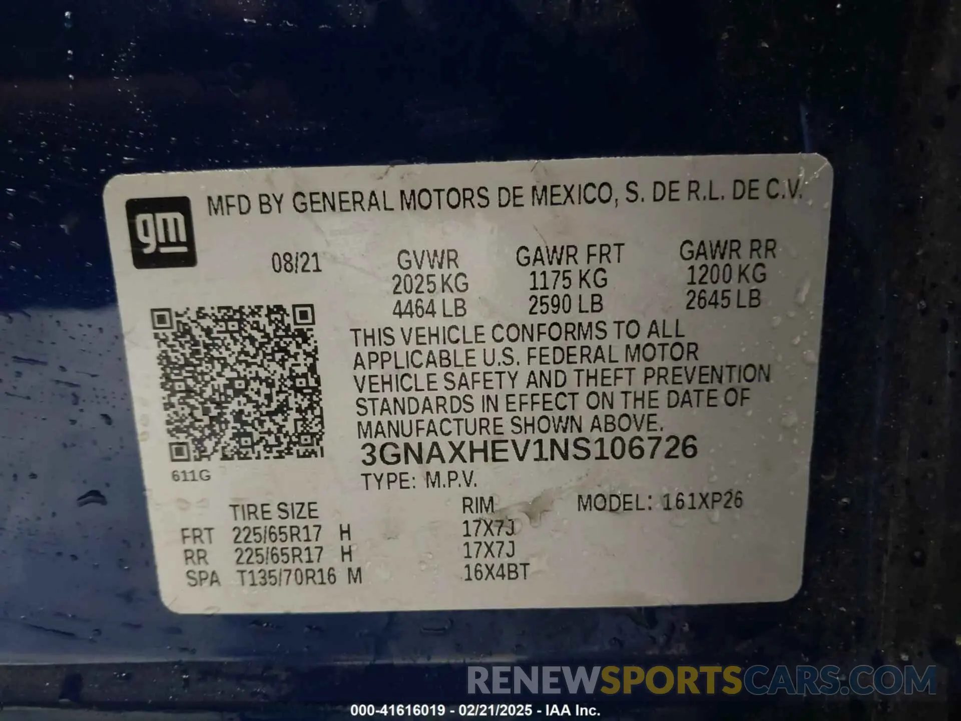 9 fotografías del automóvil dañado 3GNAXHEV1NS106726 CHEVROLET EQUINOX 2022