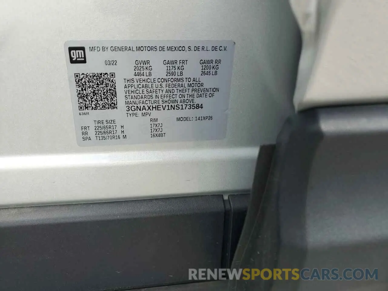 13 fotografías del automóvil dañado 3GNAXHEV1NS173584 CHEVROLET EQUINOX 2022