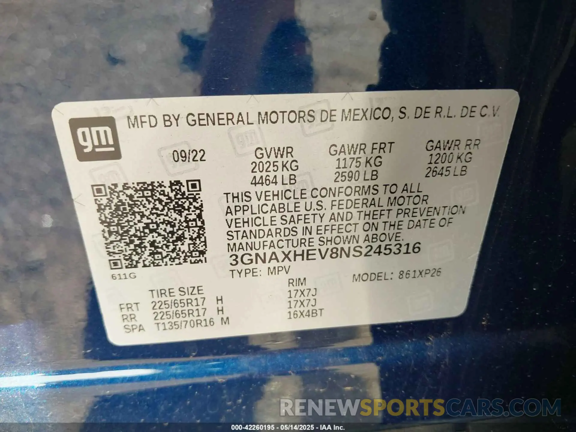 9 fotografías del automóvil dañado 3GNAXHEV8NS245316 CHEVROLET EQUINOX 2022