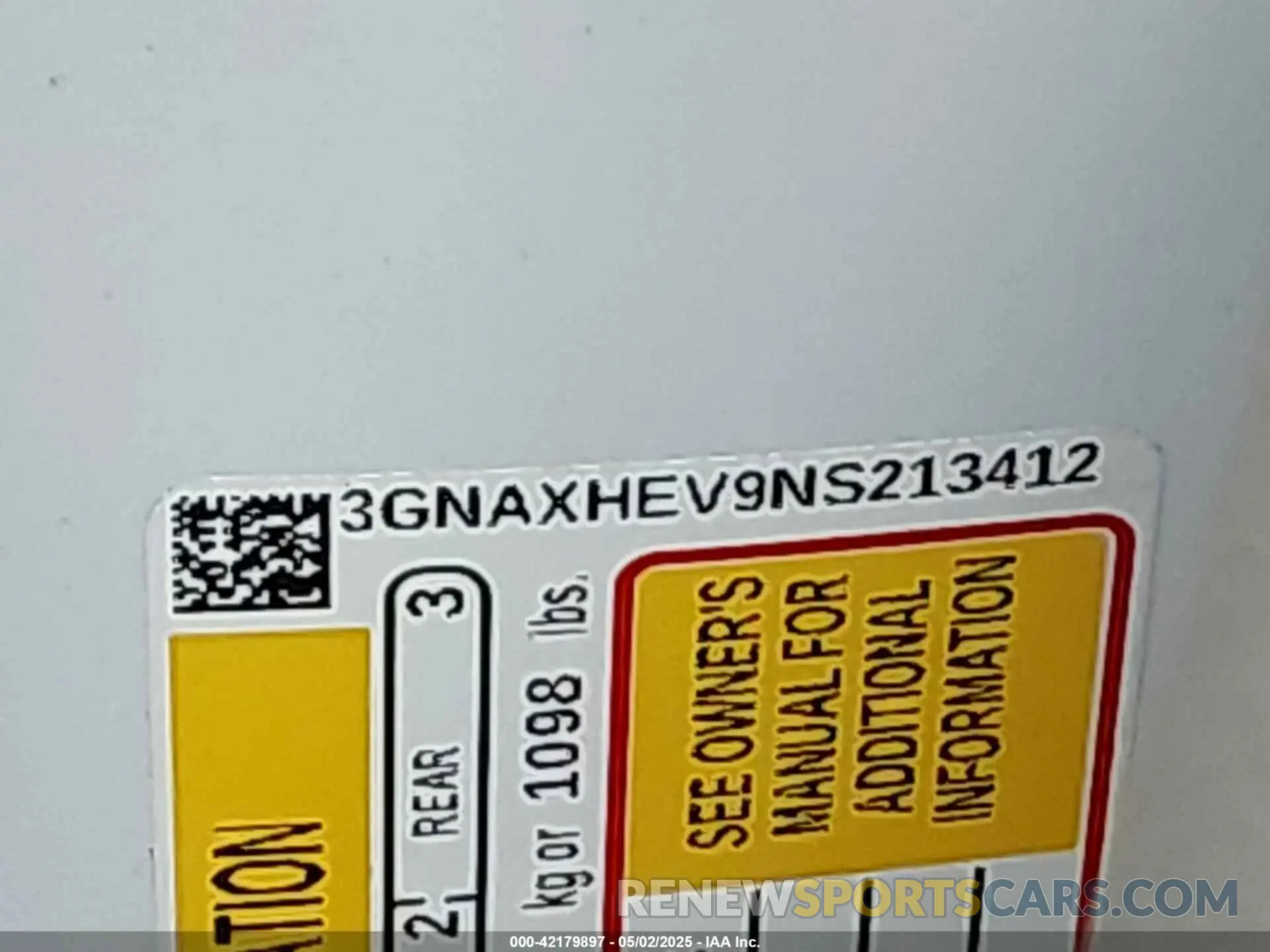 9 fotografías del automóvil dañado 3GNAXHEV9NS213412 CHEVROLET EQUINOX 2022