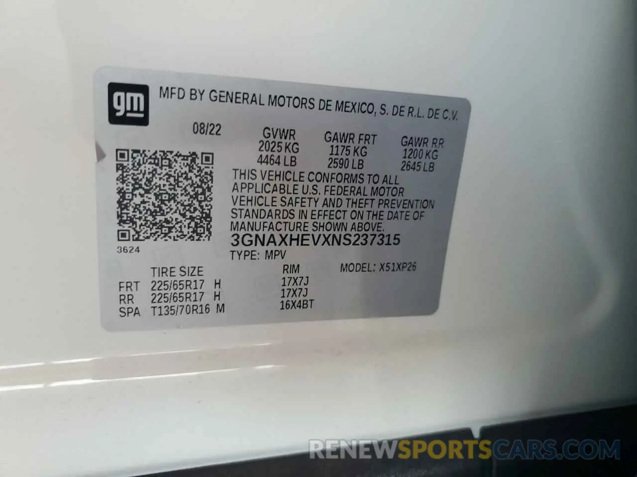 13 fotografías del automóvil dañado 3GNAXHEVXNS237315 CHEVROLET EQUINOX 2022