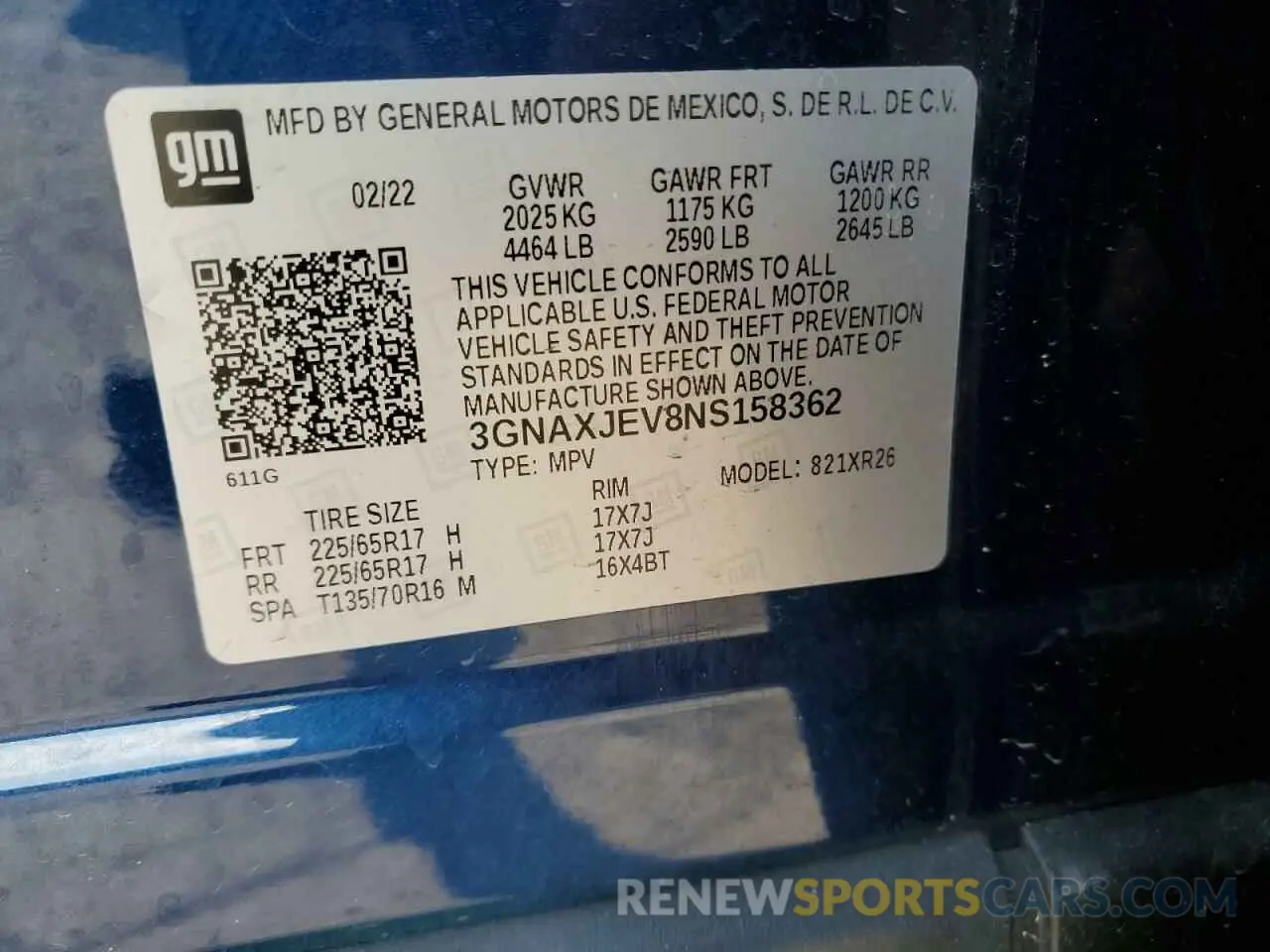 13 fotografías del automóvil dañado 3GNAXJEV8NS158362 CHEVROLET EQUINOX 2022
