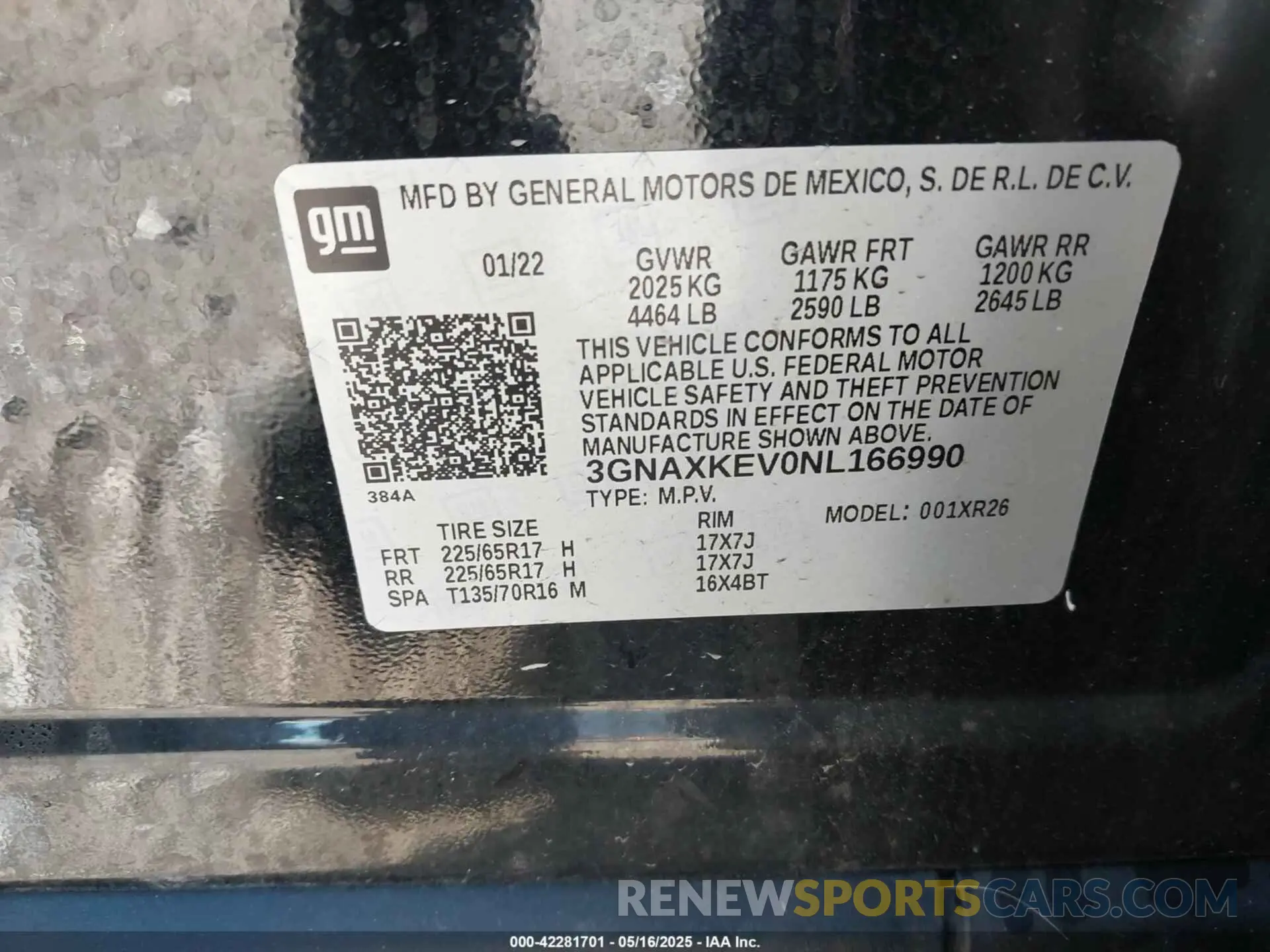 9 fotografías del automóvil dañado 3GNAXKEV0NL166990 CHEVROLET EQUINOX 2022
