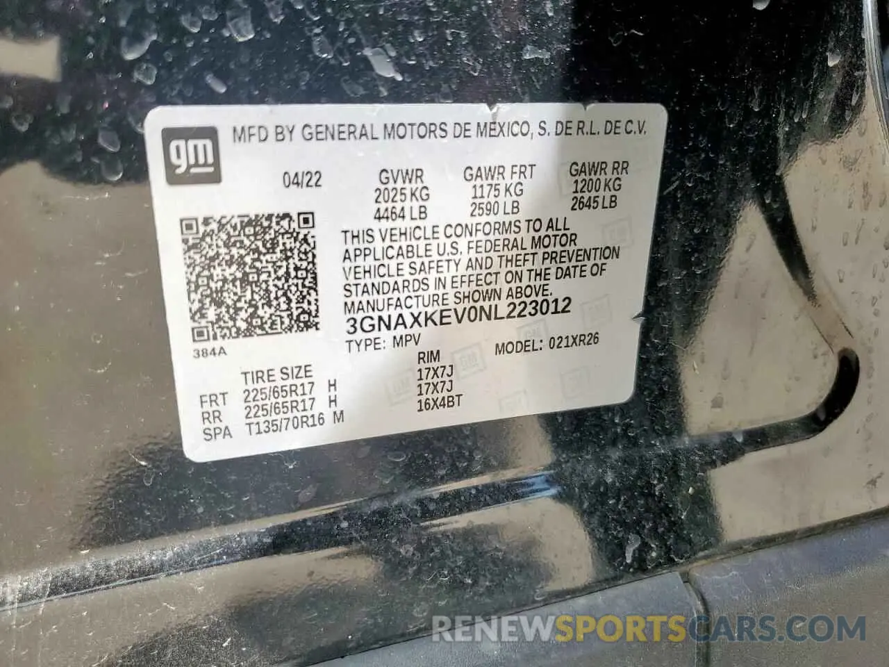 13 fotografías del automóvil dañado 3GNAXKEV0NL223012 CHEVROLET EQUINOX 2022