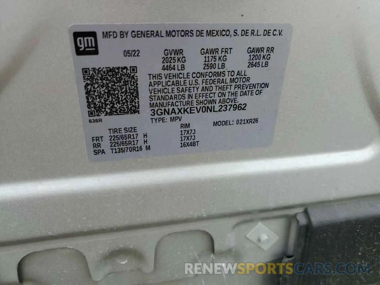 13 fotografías del automóvil dañado 3GNAXKEV0NL237962 CHEVROLET EQUINOX 2022