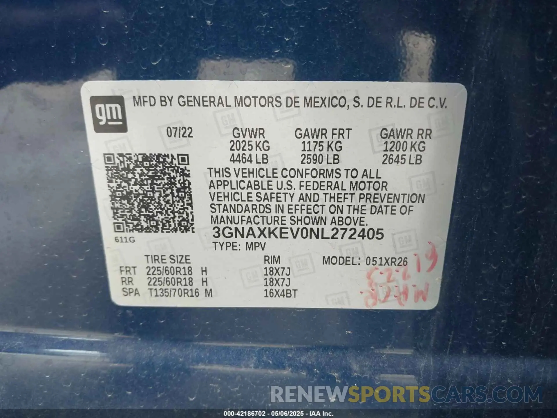 9 fotografías del automóvil dañado 3GNAXKEV0NL272405 CHEVROLET EQUINOX 2022