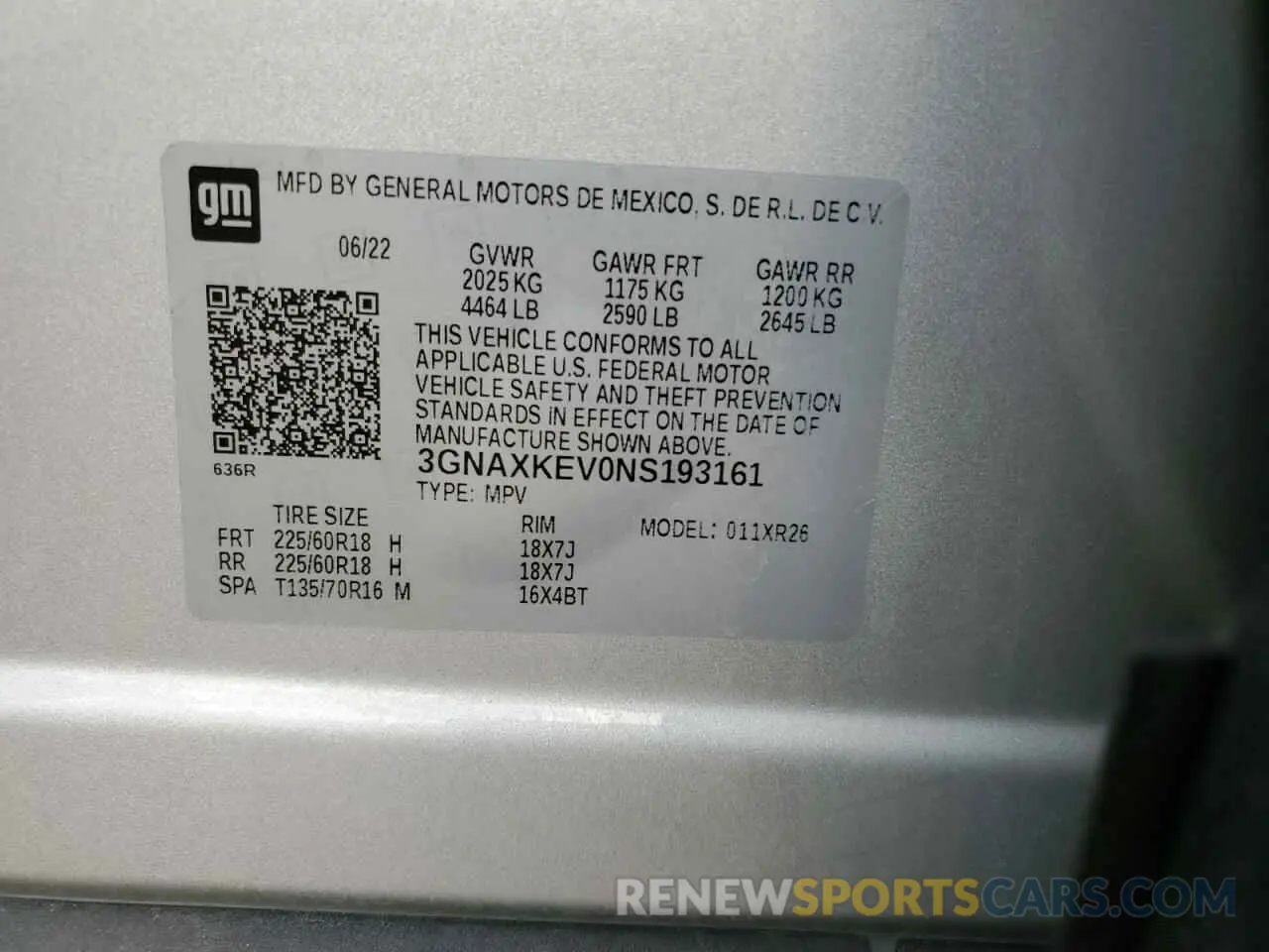 13 fotografías del automóvil dañado 3GNAXKEV0NS193161 CHEVROLET EQUINOX 2022