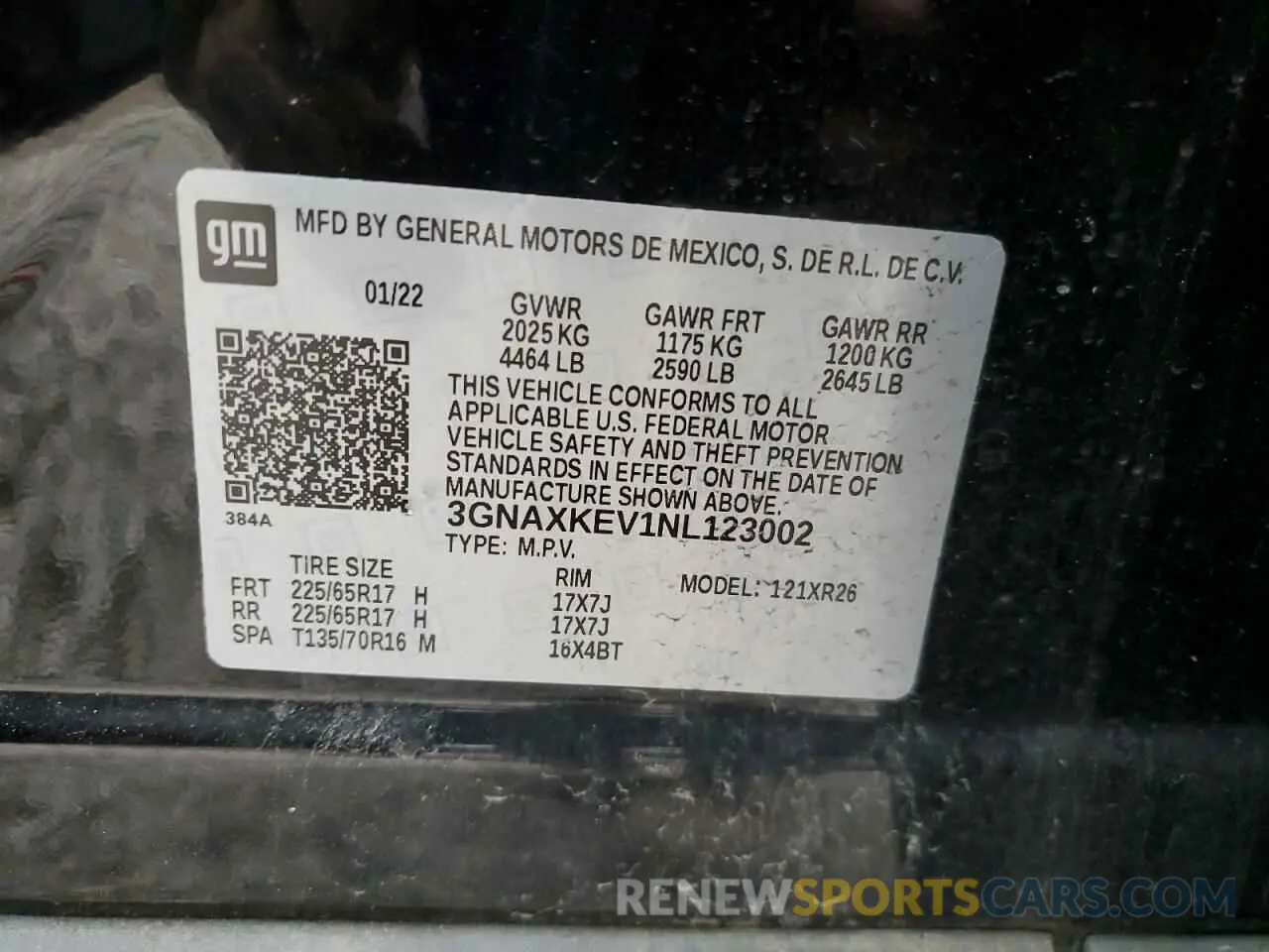 14 fotografías del automóvil dañado 3GNAXKEV1NL123002 CHEVROLET EQUINOX 2022