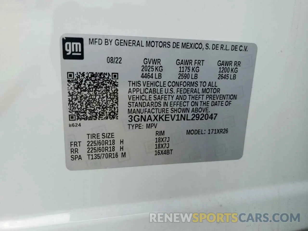 13 fotografías del automóvil dañado 3GNAXKEV1NL292047 CHEVROLET EQUINOX 2022