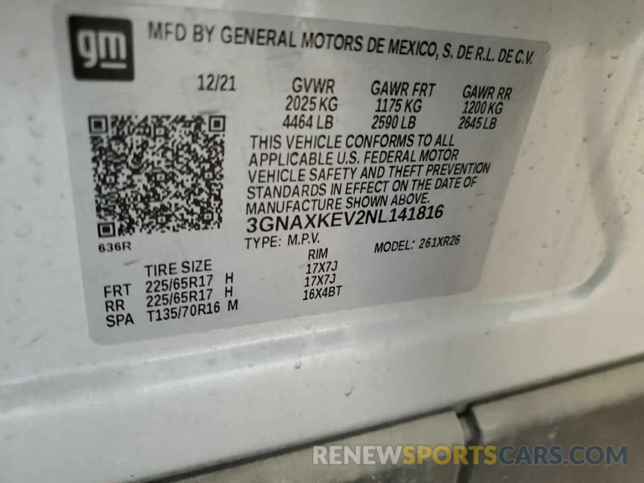 13 fotografías del automóvil dañado 3GNAXKEV2NL141816 CHEVROLET EQUINOX 2022