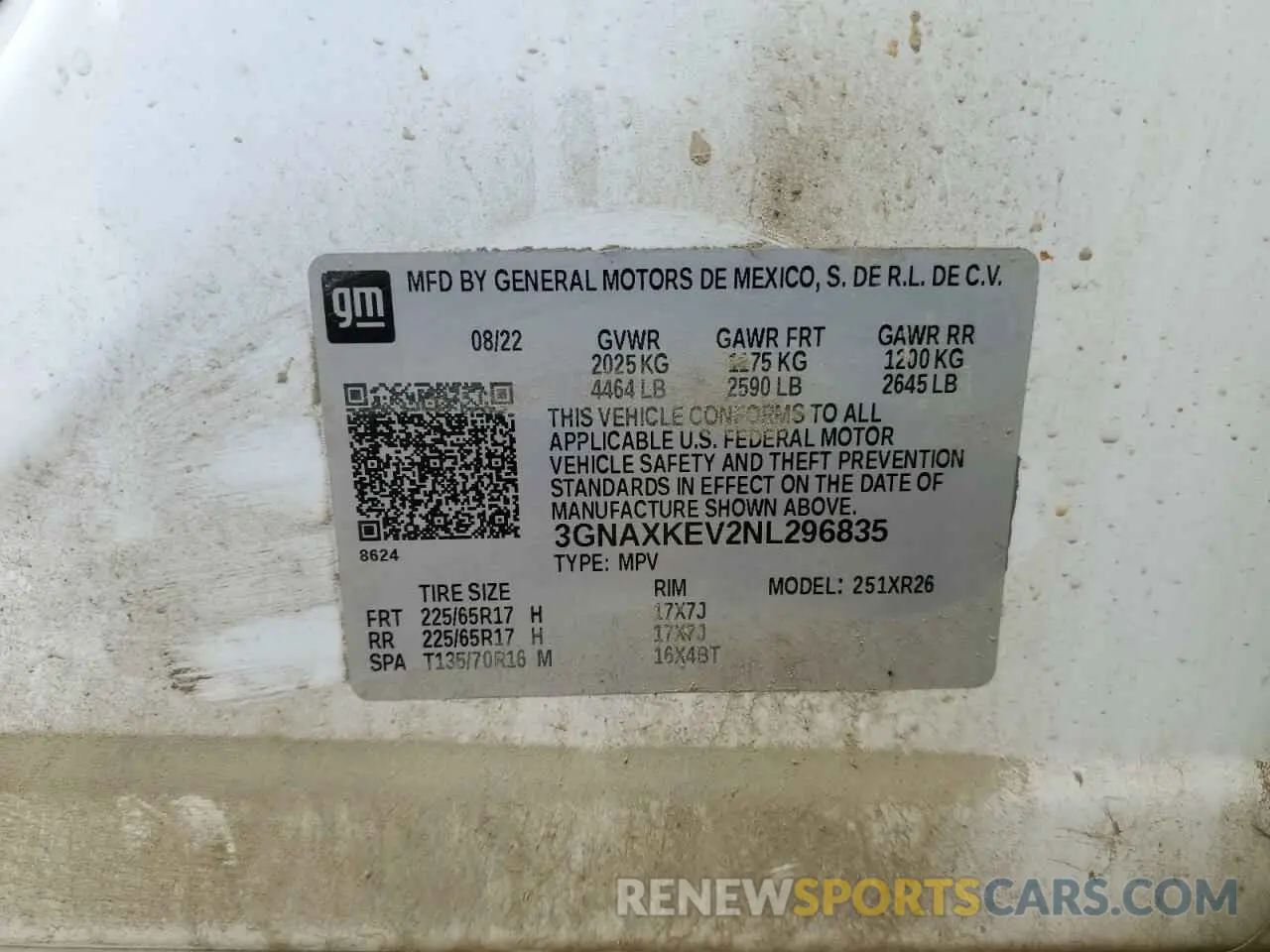 16 fotografías del automóvil dañado 3GNAXKEV2NL296835 CHEVROLET EQUINOX 2022