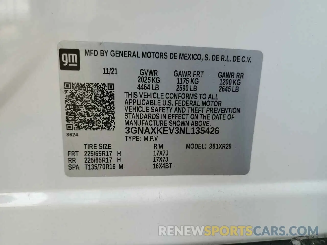 13 fotografías del automóvil dañado 3GNAXKEV3NL135426 CHEVROLET EQUINOX 2022