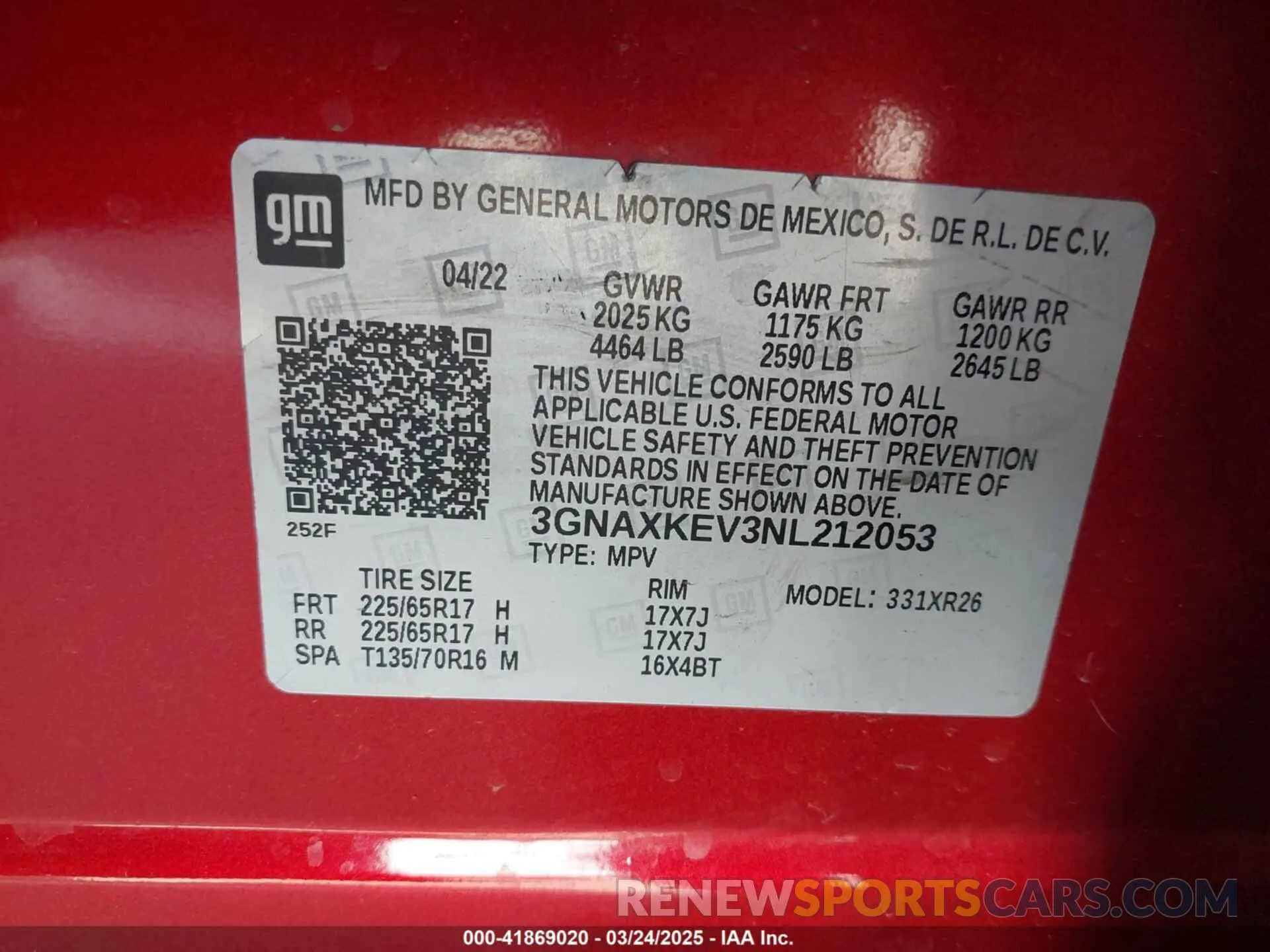 9 fotografías del automóvil dañado 3GNAXKEV3NL212053 CHEVROLET EQUINOX 2022