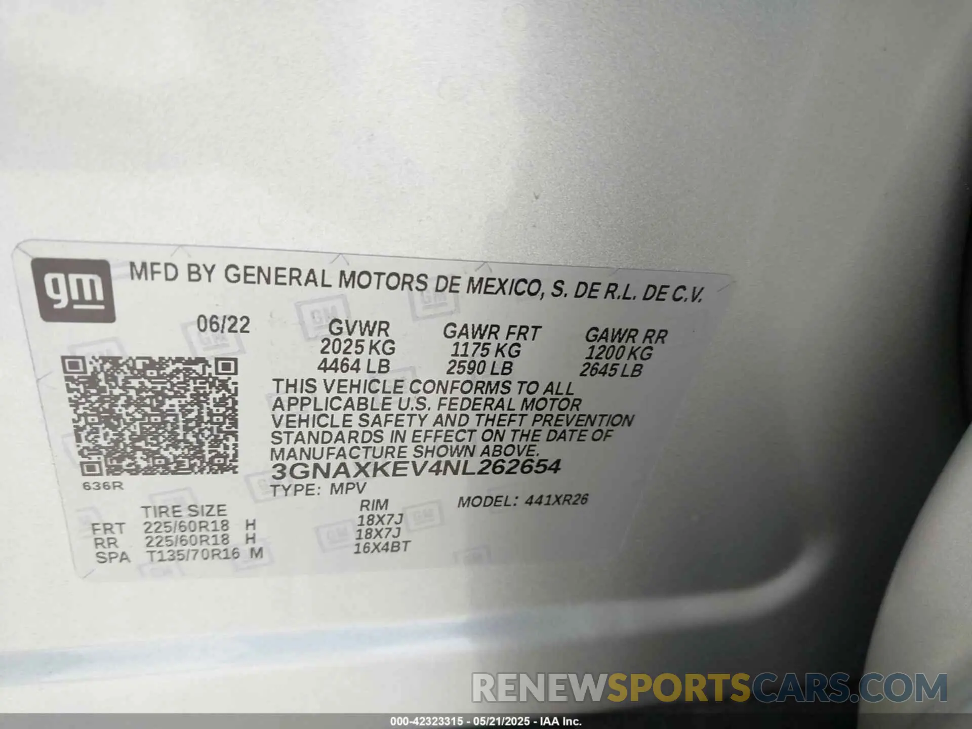 9 fotografías del automóvil dañado 3GNAXKEV4NL262654 CHEVROLET EQUINOX 2022