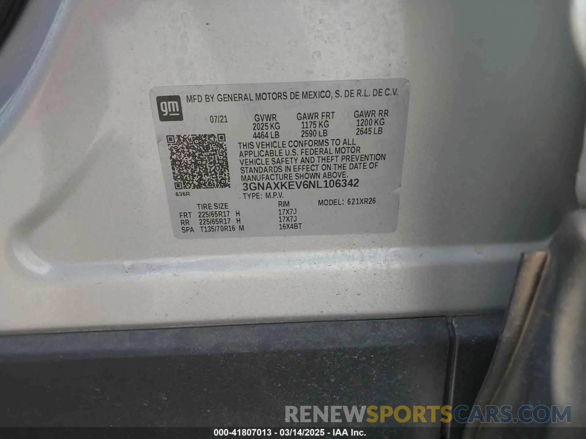 9 fotografías del automóvil dañado 3GNAXKEV6NL106342 CHEVROLET EQUINOX 2022