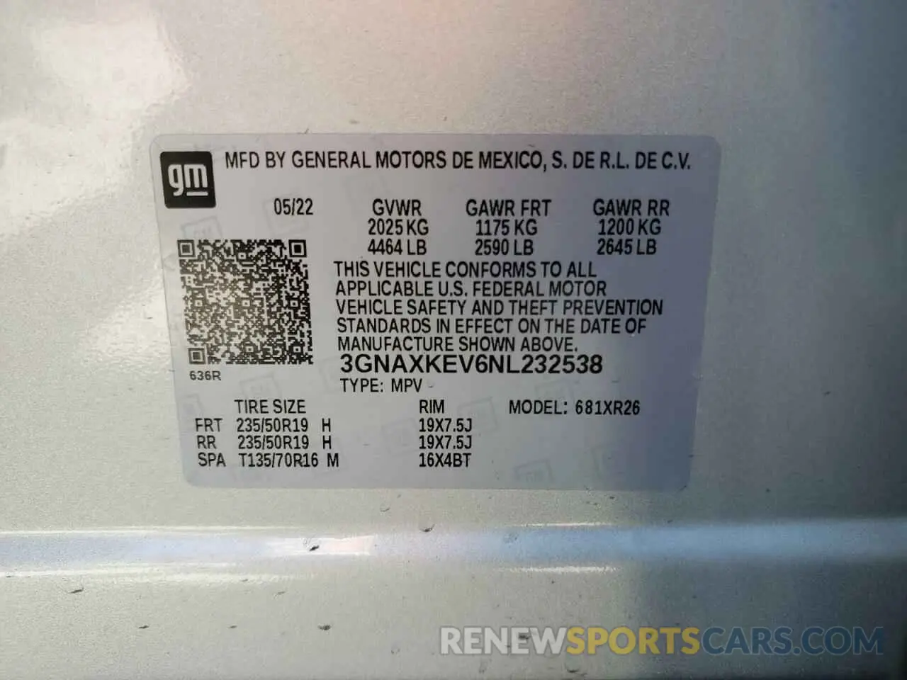 13 fotografías del automóvil dañado 3GNAXKEV6NL232538 CHEVROLET EQUINOX 2022