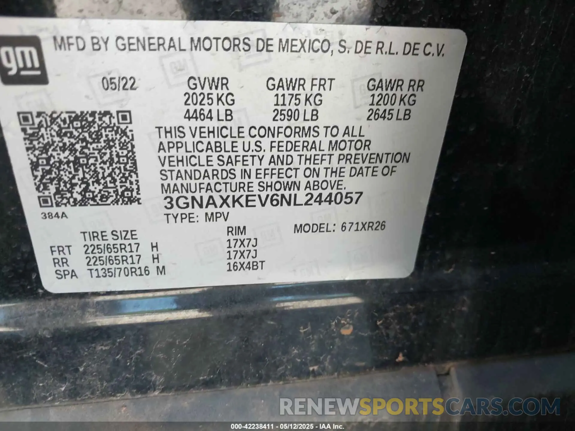 9 fotografías del automóvil dañado 3GNAXKEV6NL244057 CHEVROLET EQUINOX 2022