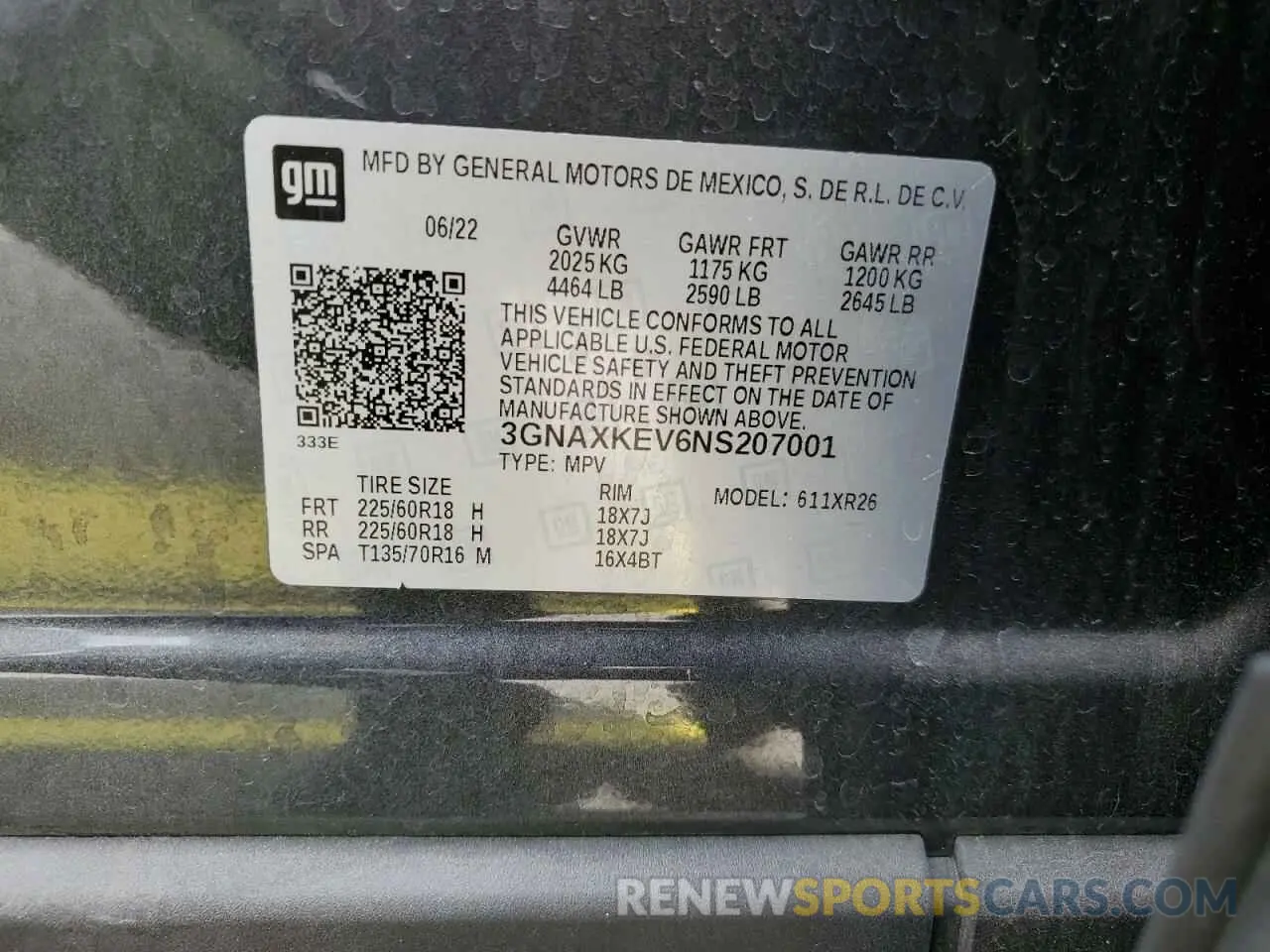 13 fotografías del automóvil dañado 3GNAXKEV6NS207001 CHEVROLET EQUINOX 2022